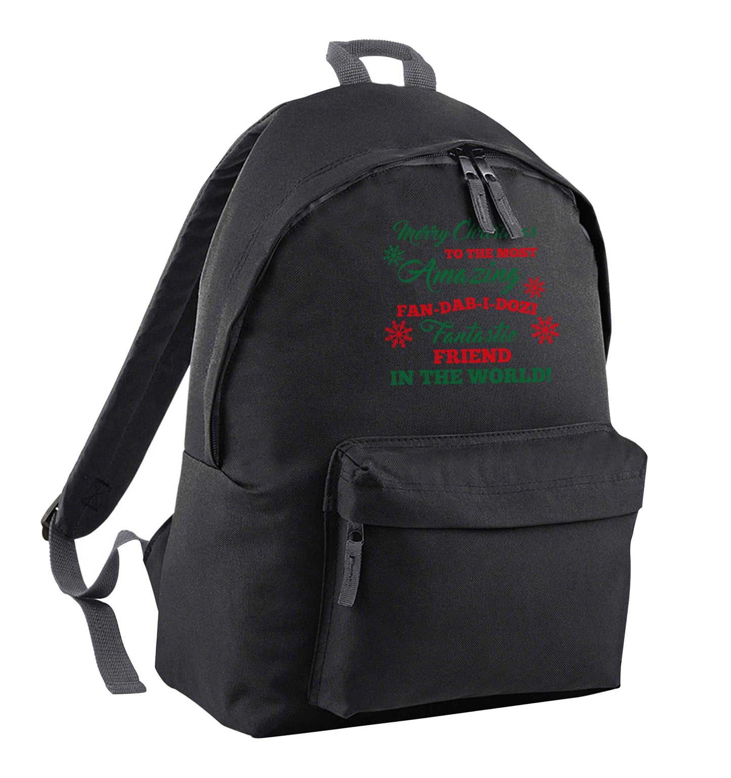Merry Christmas to the most amazing fan-dab-i-dozi fantasic friend in the world black children's backpack