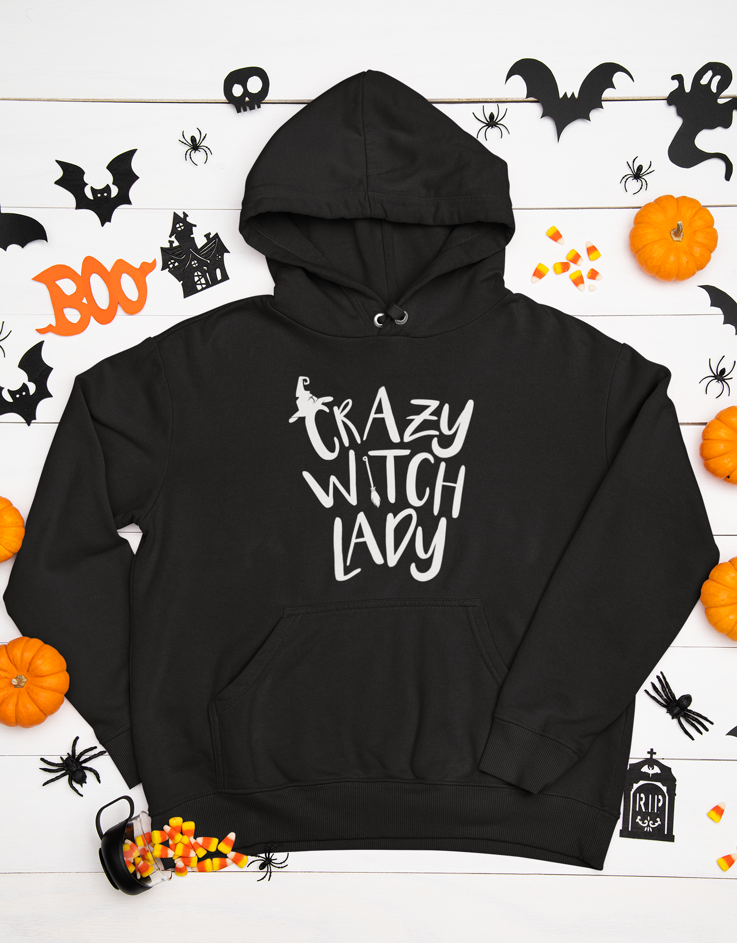 crazy witch lady black hoodie