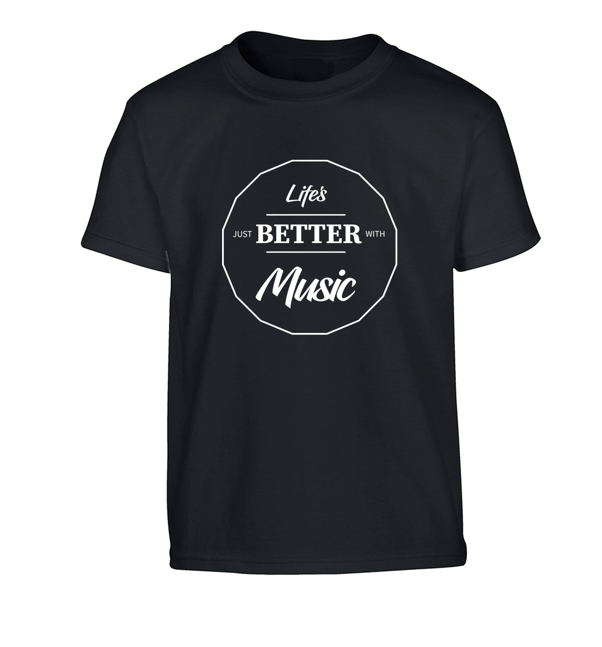 Life is Better With Music Children's black Tshirt 12-13 Years