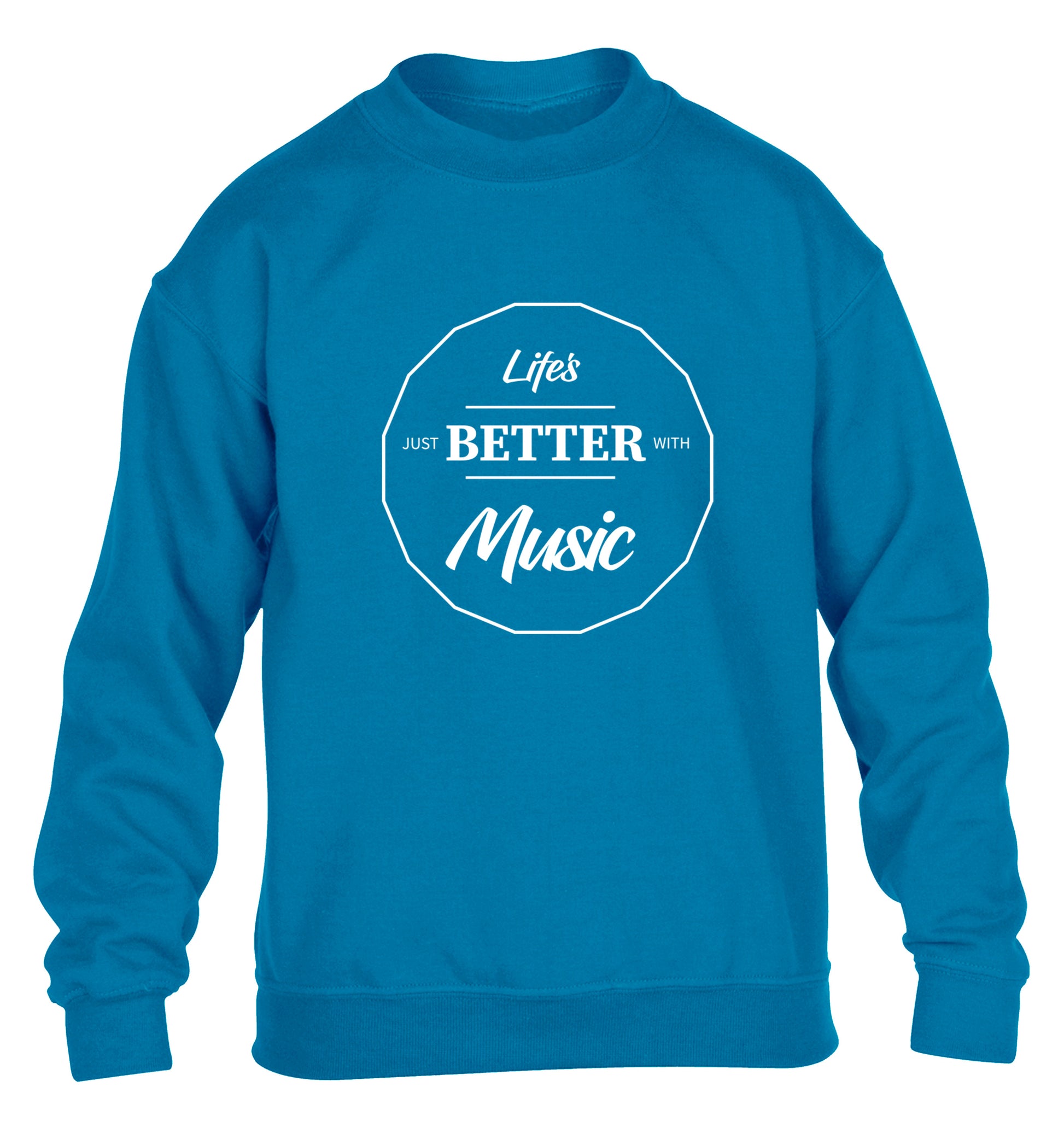 Life is Better With Music children's blue sweater 12-13 Years