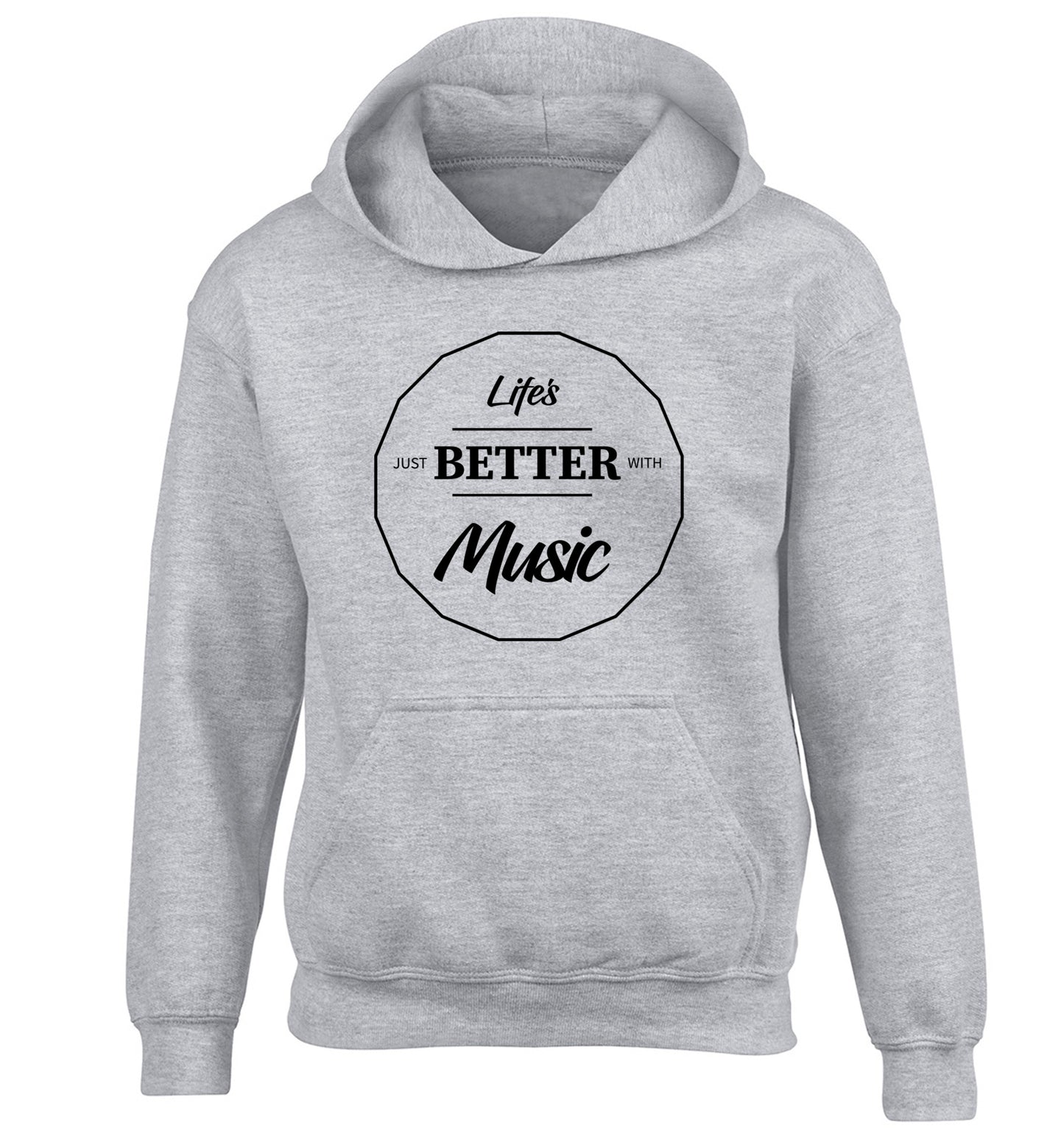 Life is Better With Music children's grey hoodie 12-13 Years
