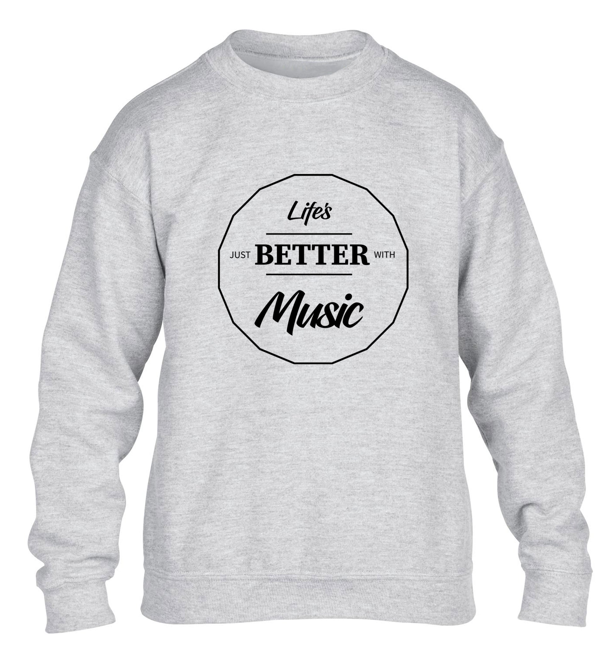 Life is Better With Music children's grey sweater 12-13 Years