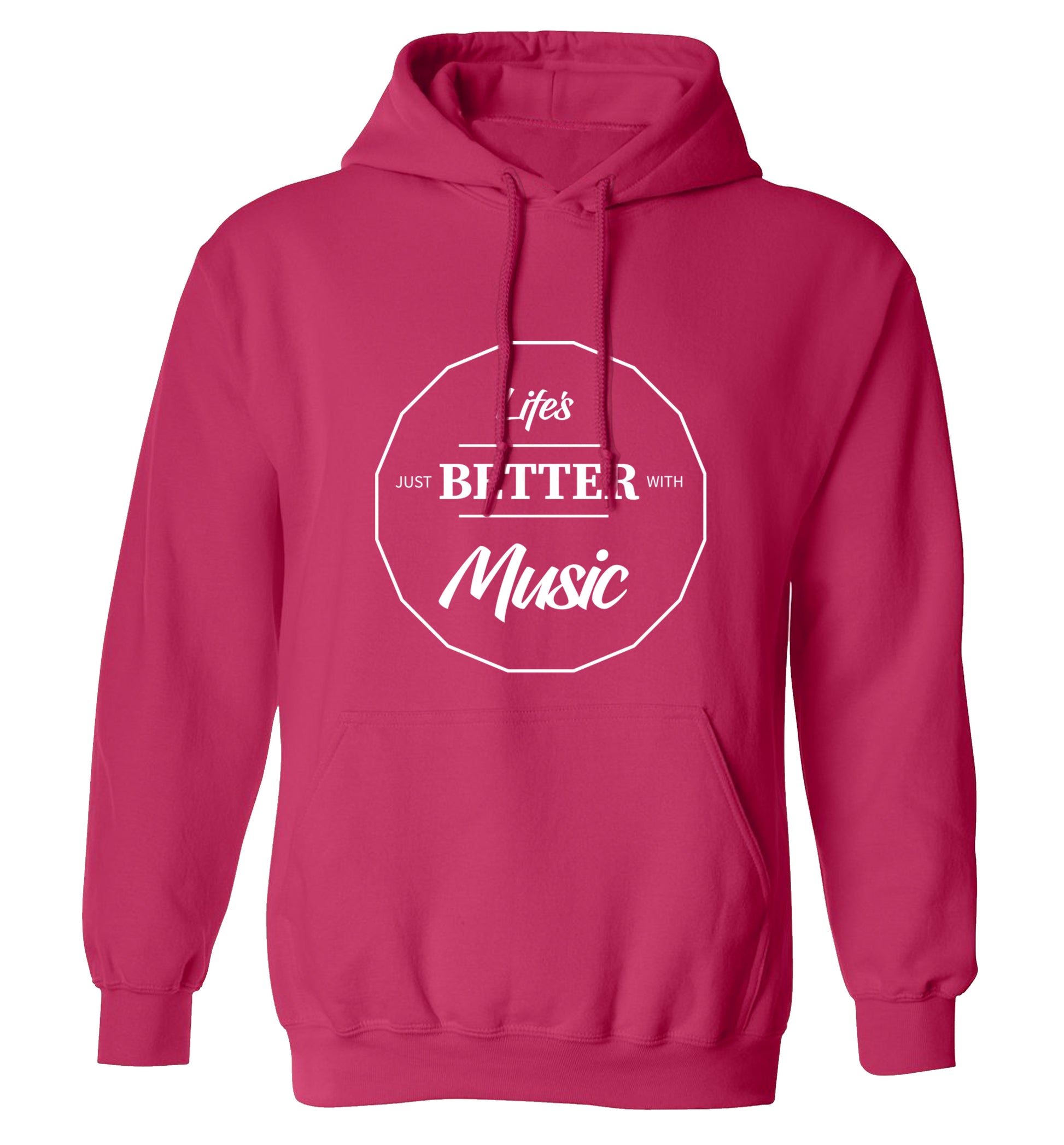 Life is Better With Music adults unisex pink hoodie 2XL