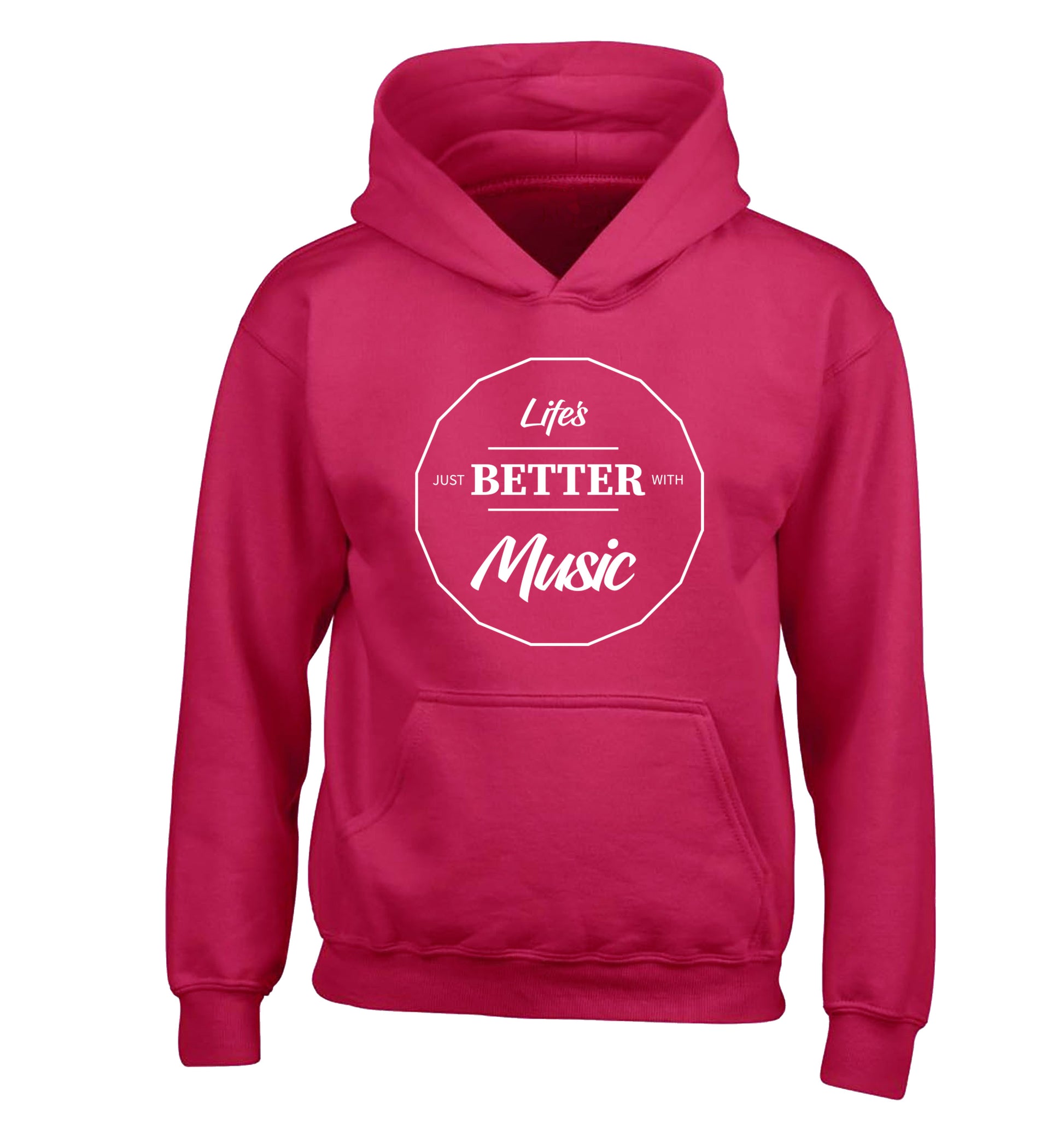 Life is Better With Music children's pink hoodie 12-13 Years