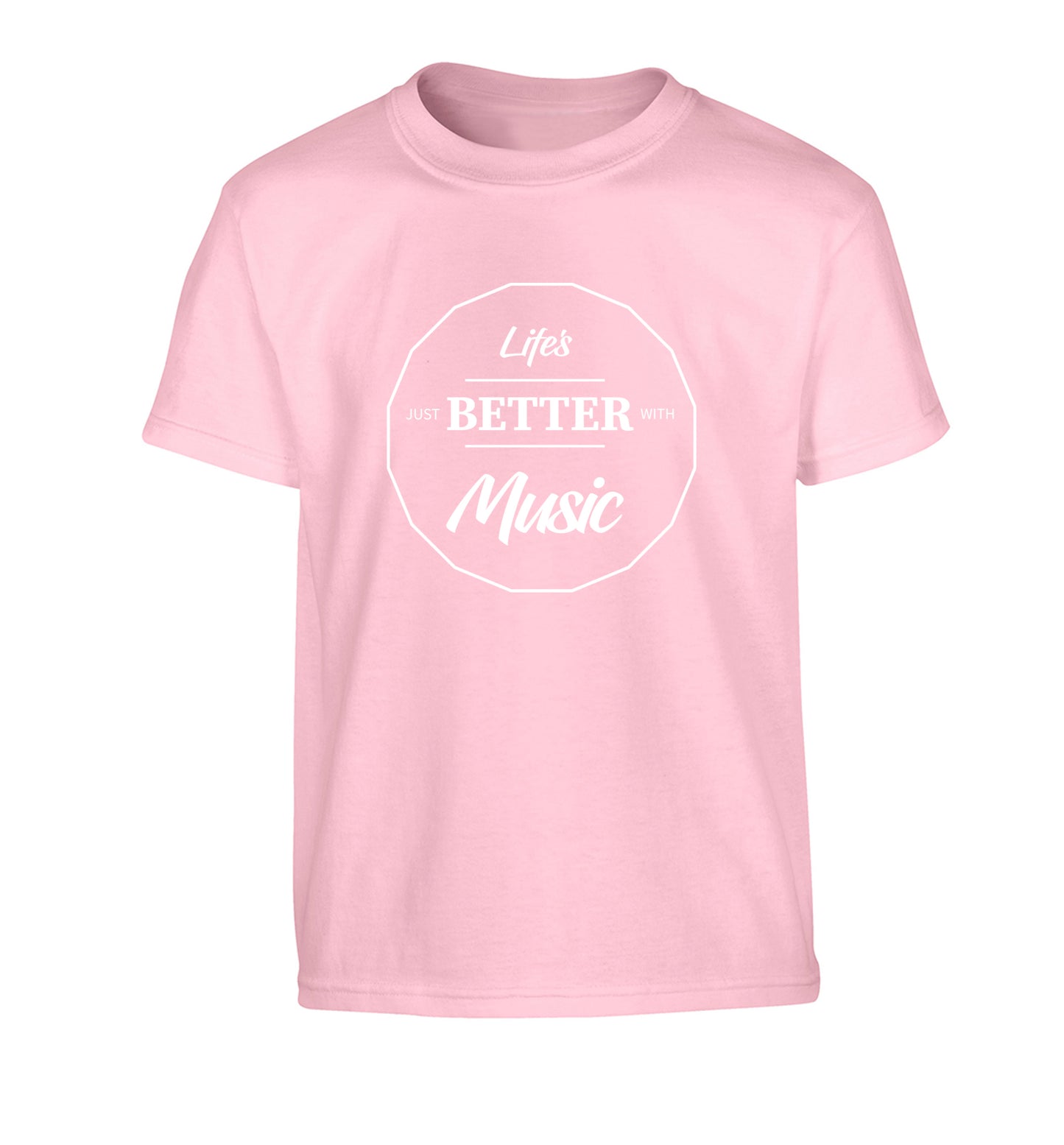 Life is Better With Music Children's light pink Tshirt 12-13 Years