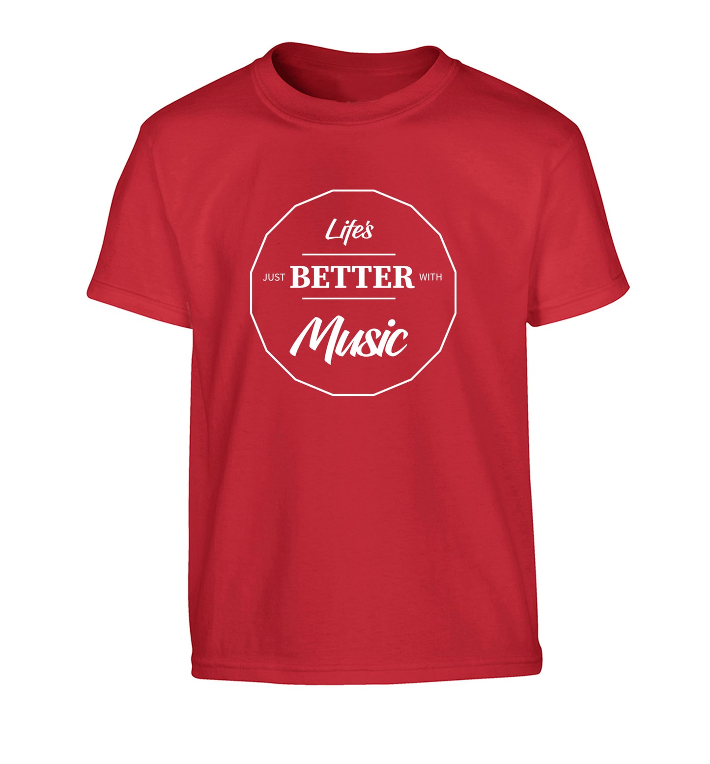 Life is Better With Music Children's red Tshirt 12-13 Years