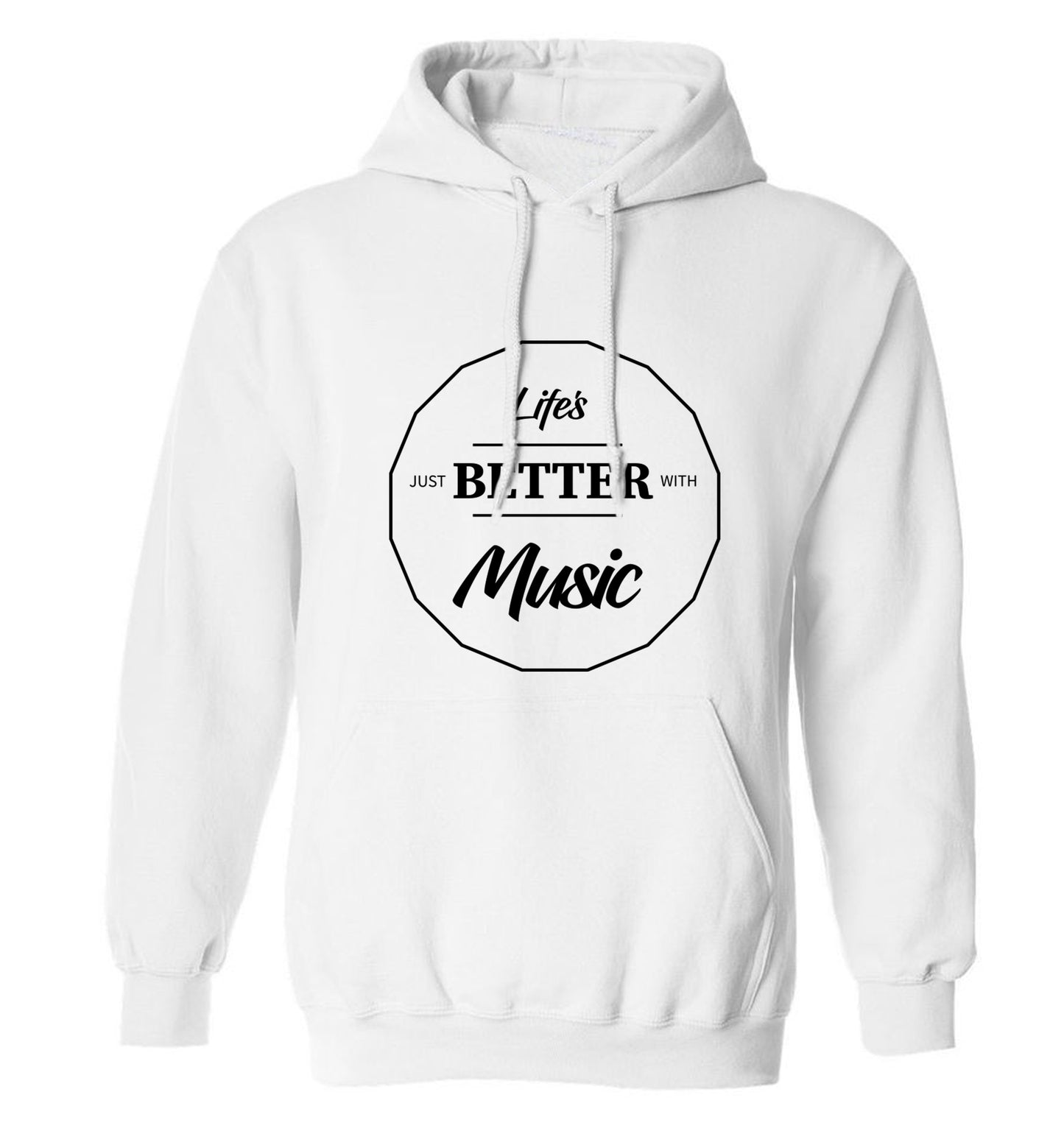 Life is Better With Music adults unisex white hoodie 2XL