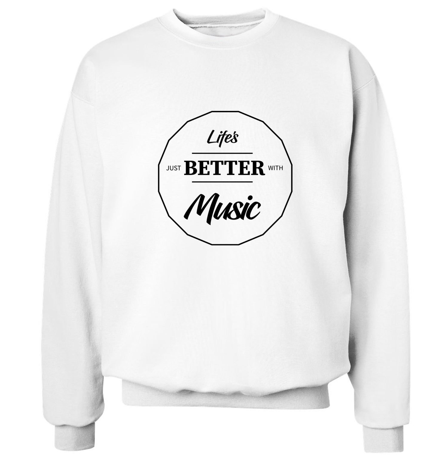 Life is Better With Music Adult's unisex white Sweater 2XL