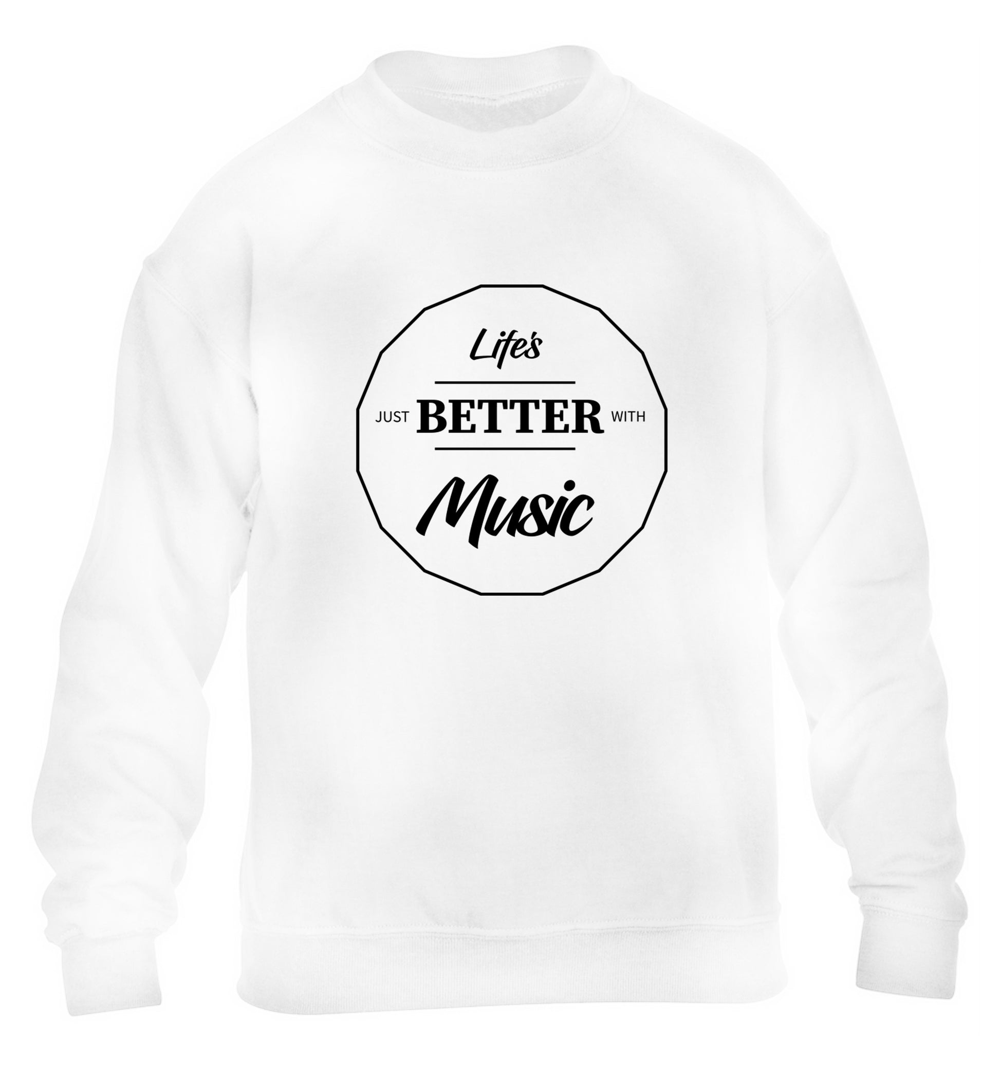 Life is Better With Music children's white sweater 12-13 Years
