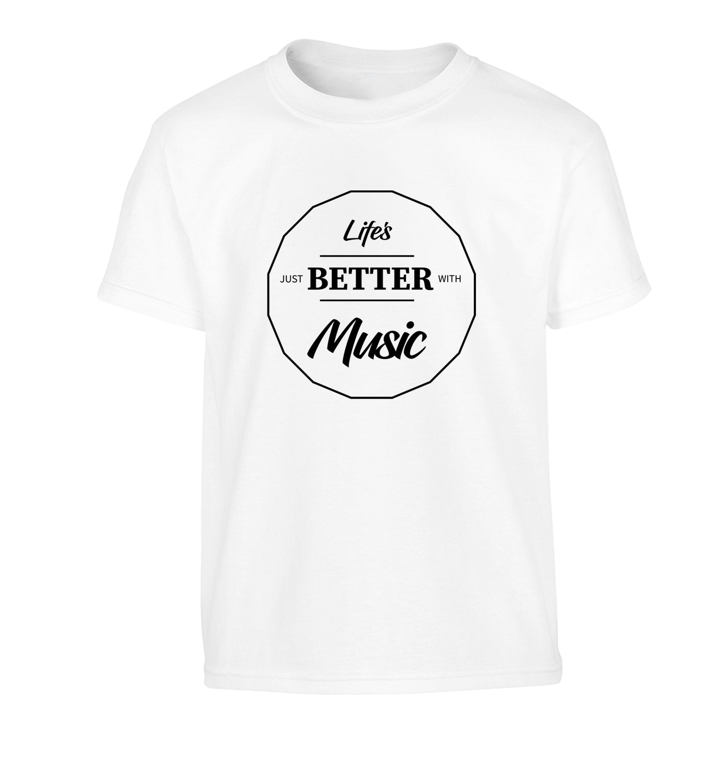 Life is Better With Music Children's white Tshirt 12-13 Years