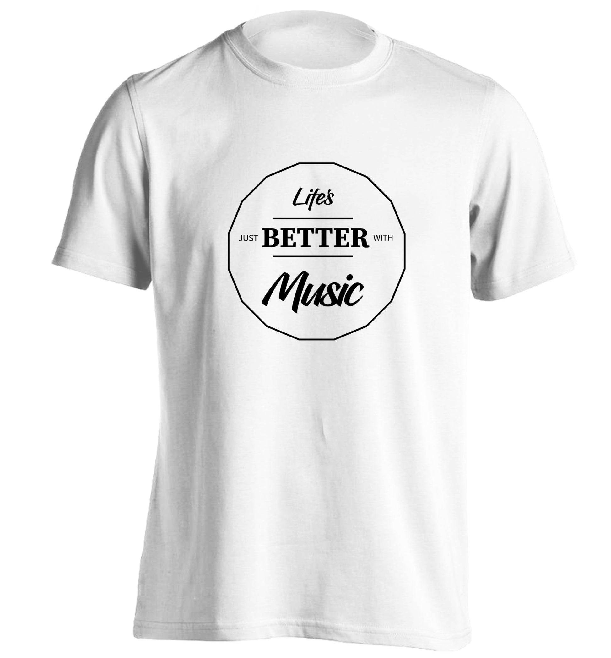 Life is Better With Music adults unisex white Tshirt 2XL
