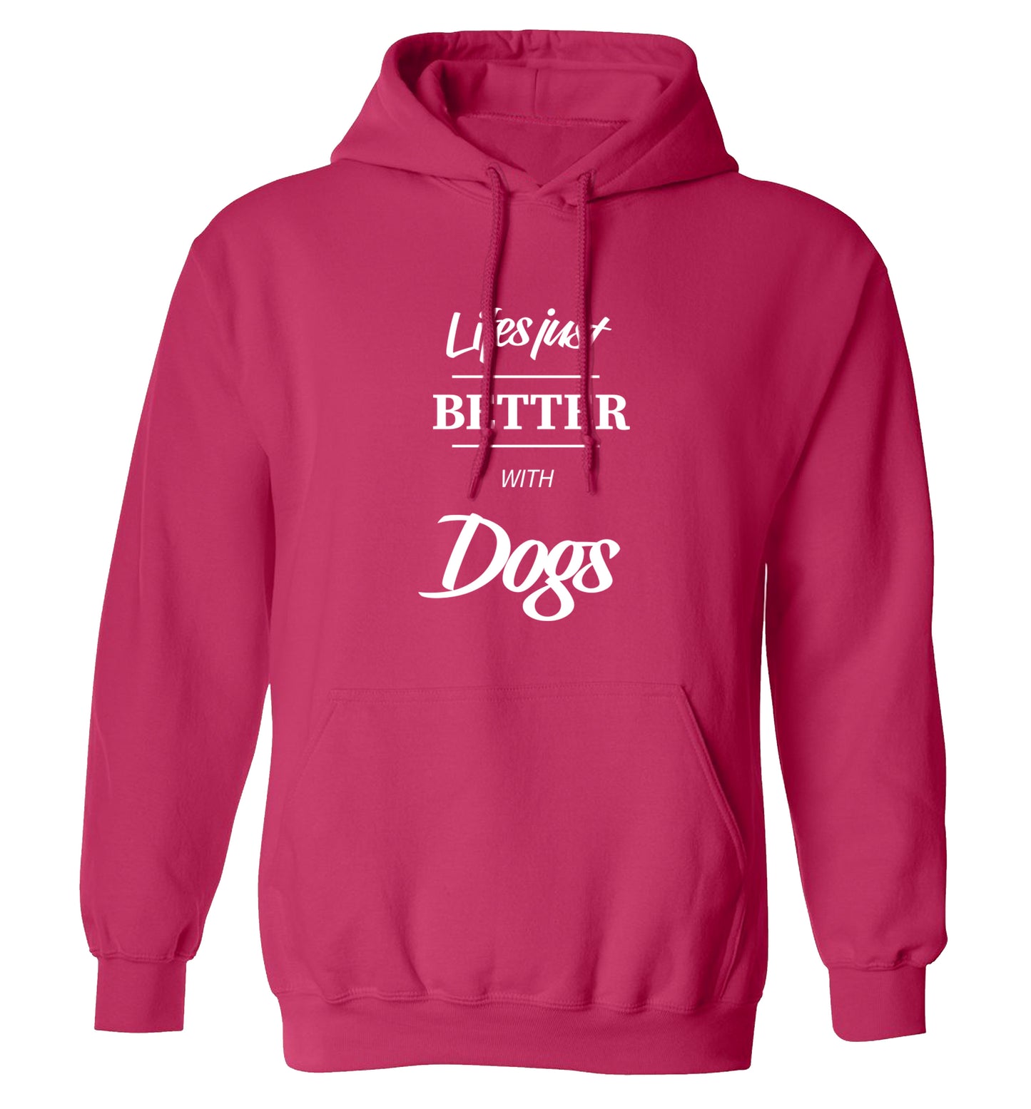 life is better with dogs adults unisex pink hoodie 2XL