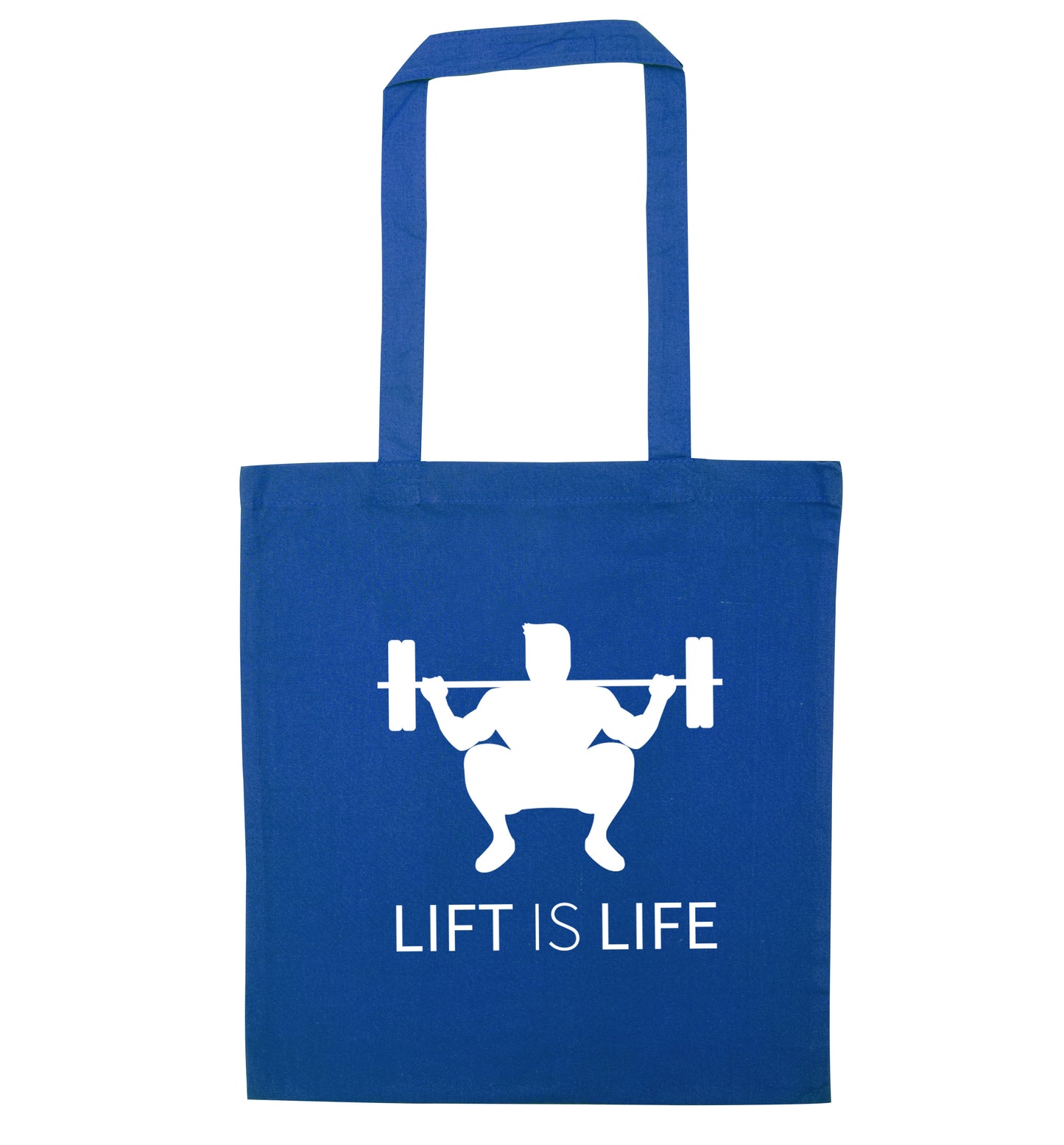 Lift is life blue tote bag