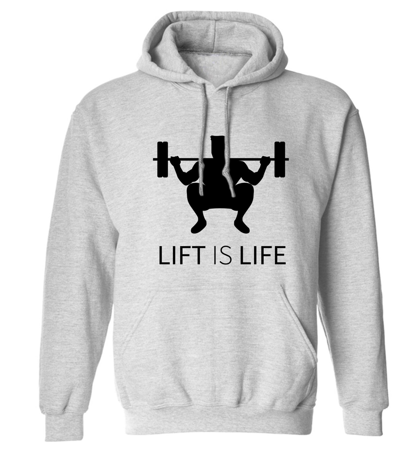 Lift is life adults unisex grey hoodie 2XL