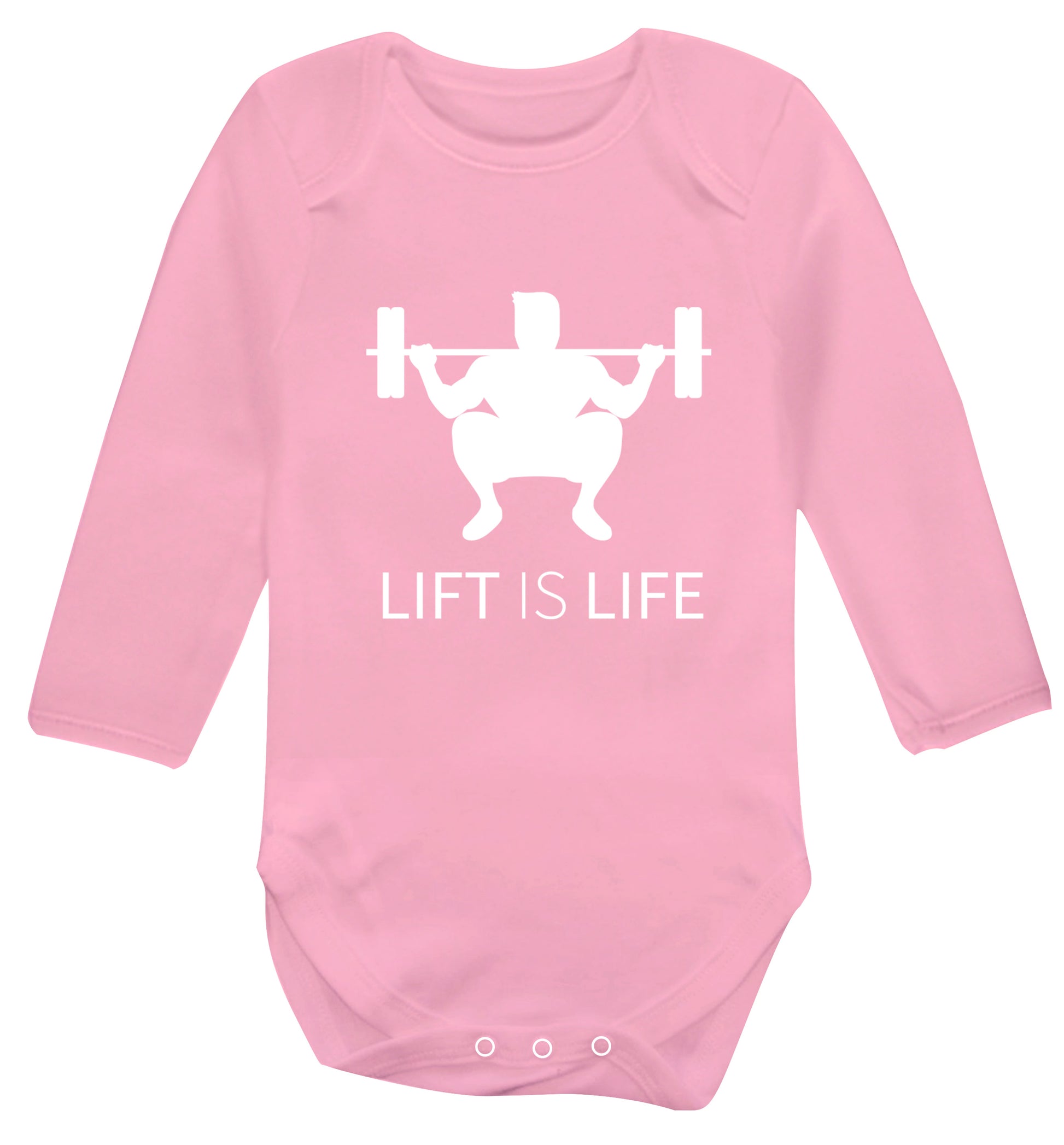 Lift is life Baby Vest long sleeved pale pink 6-12 months