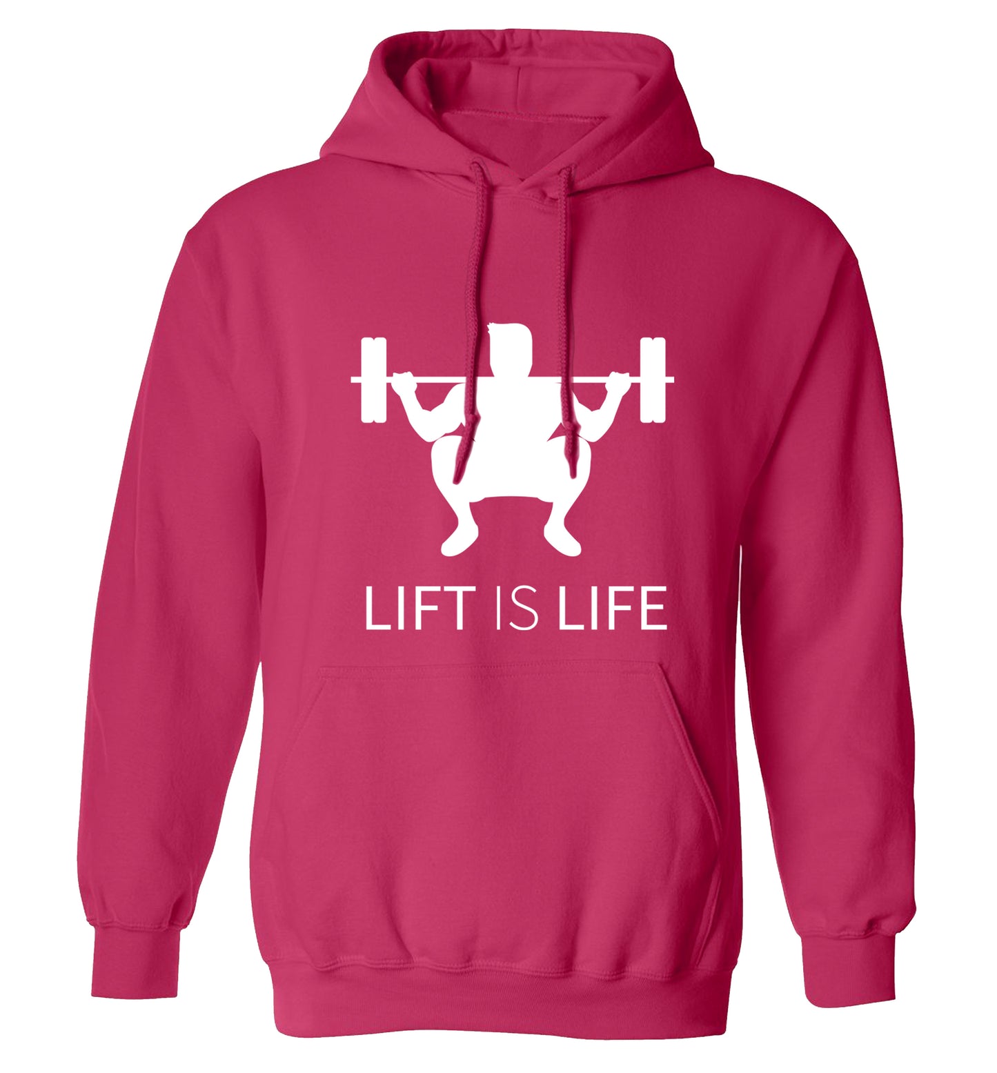 Lift is life adults unisex pink hoodie 2XL