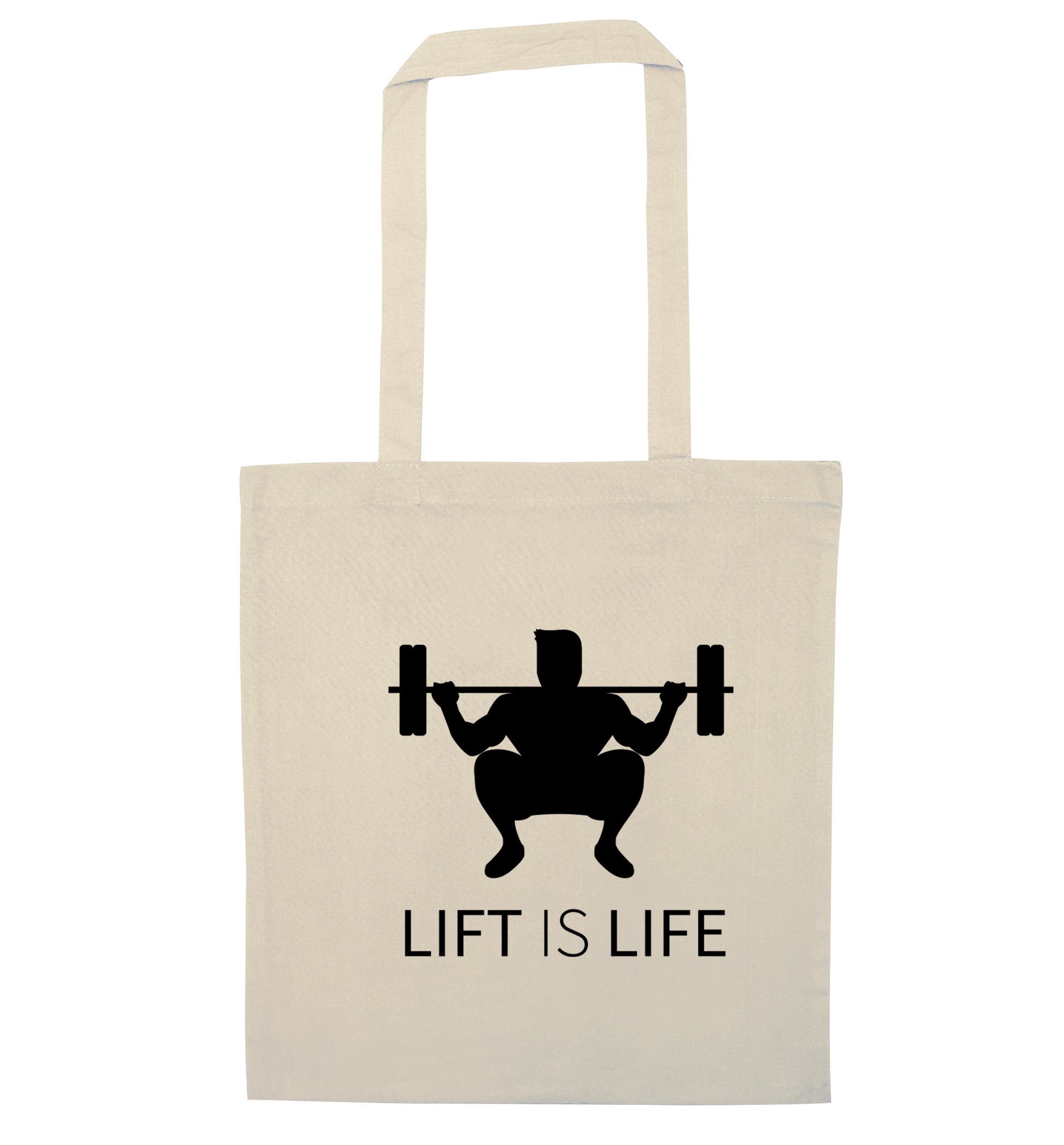 Lift is life natural tote bag