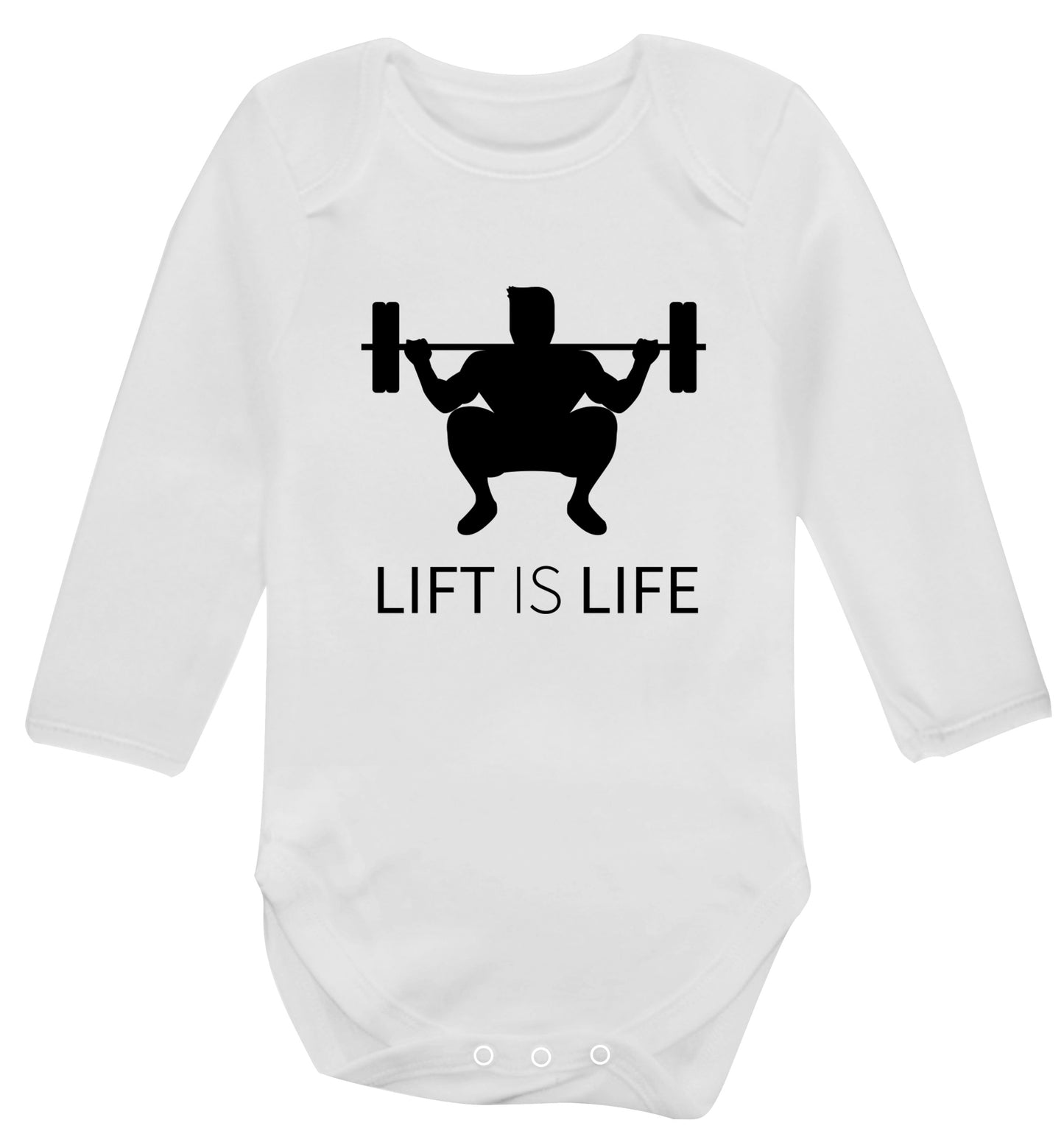 Lift is life Baby Vest long sleeved white 6-12 months
