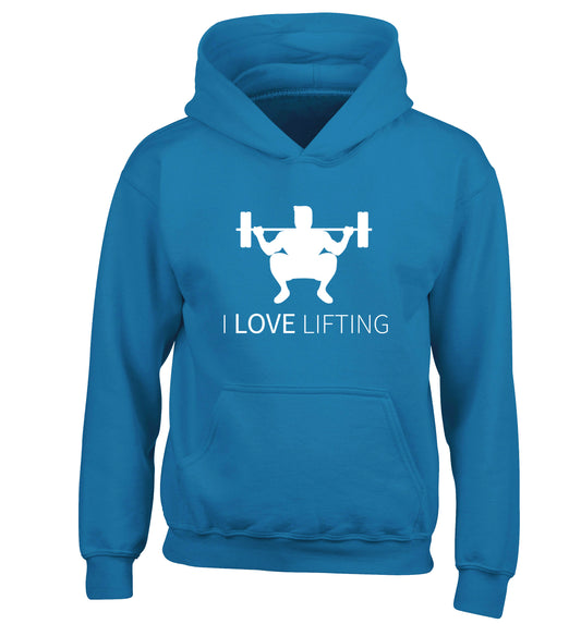 I Love Lifting children's blue hoodie 12-13 Years
