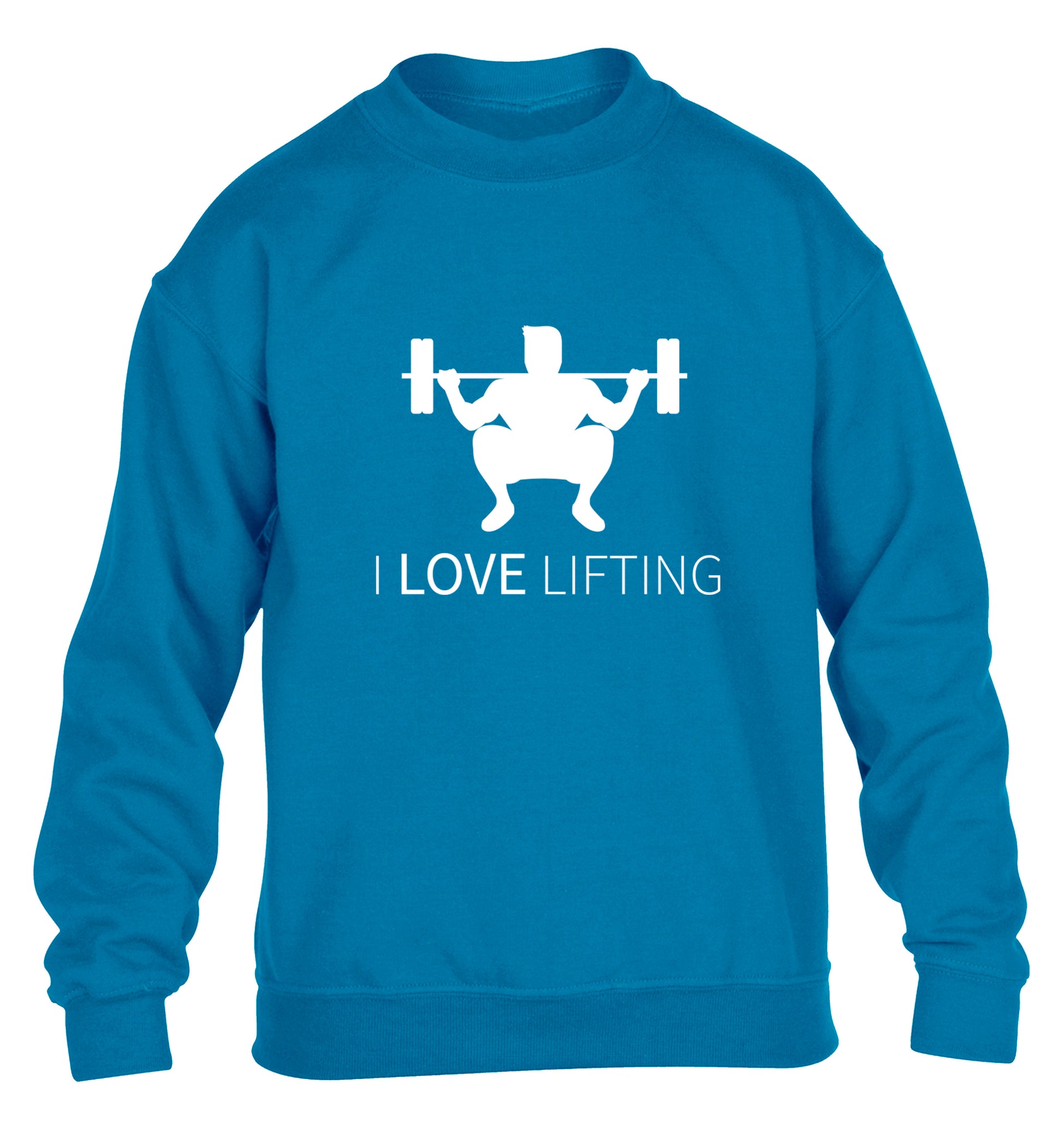 I Love Lifting children's blue sweater 12-13 Years