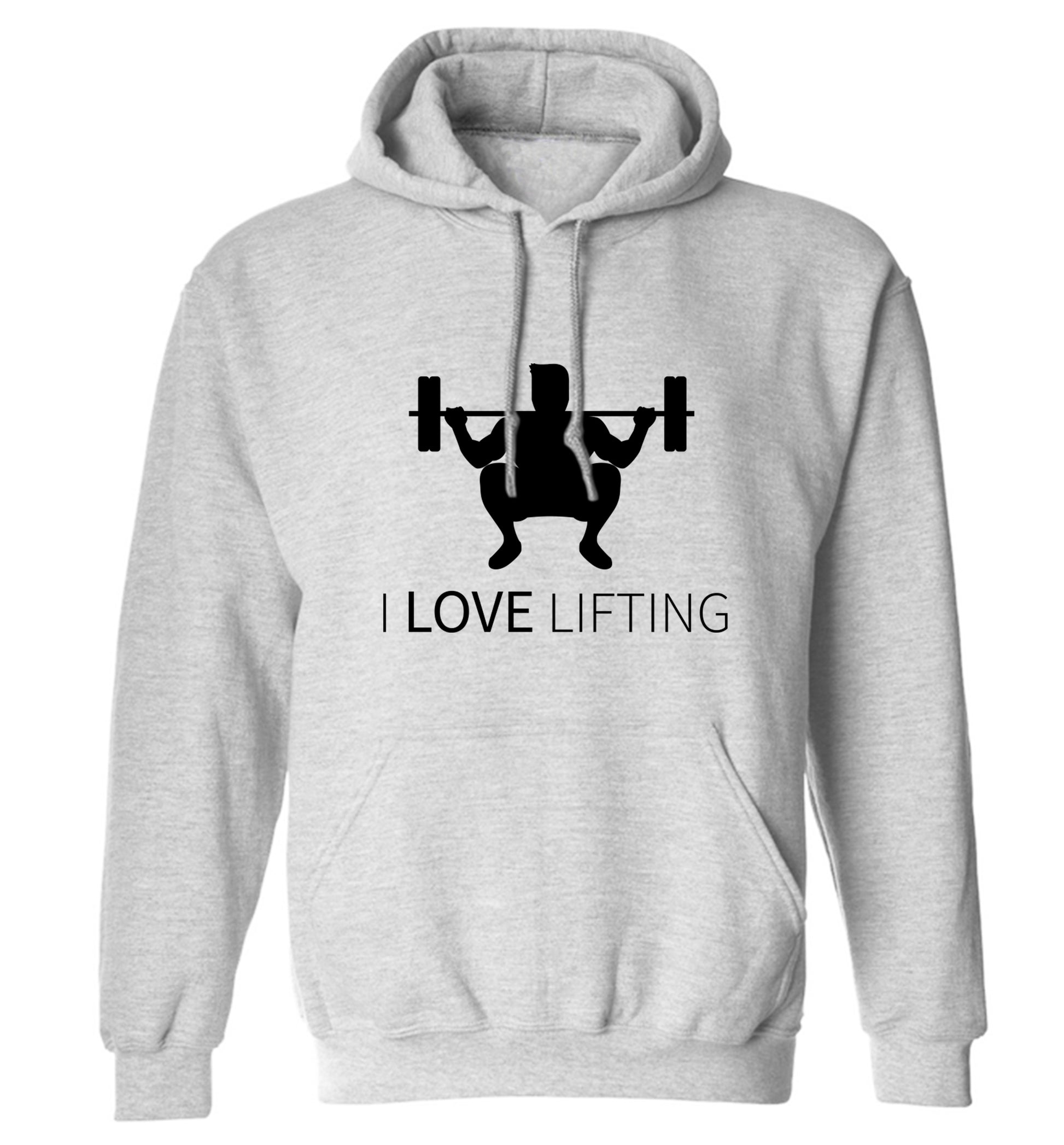 I Love Lifting adults unisex grey hoodie 2XL