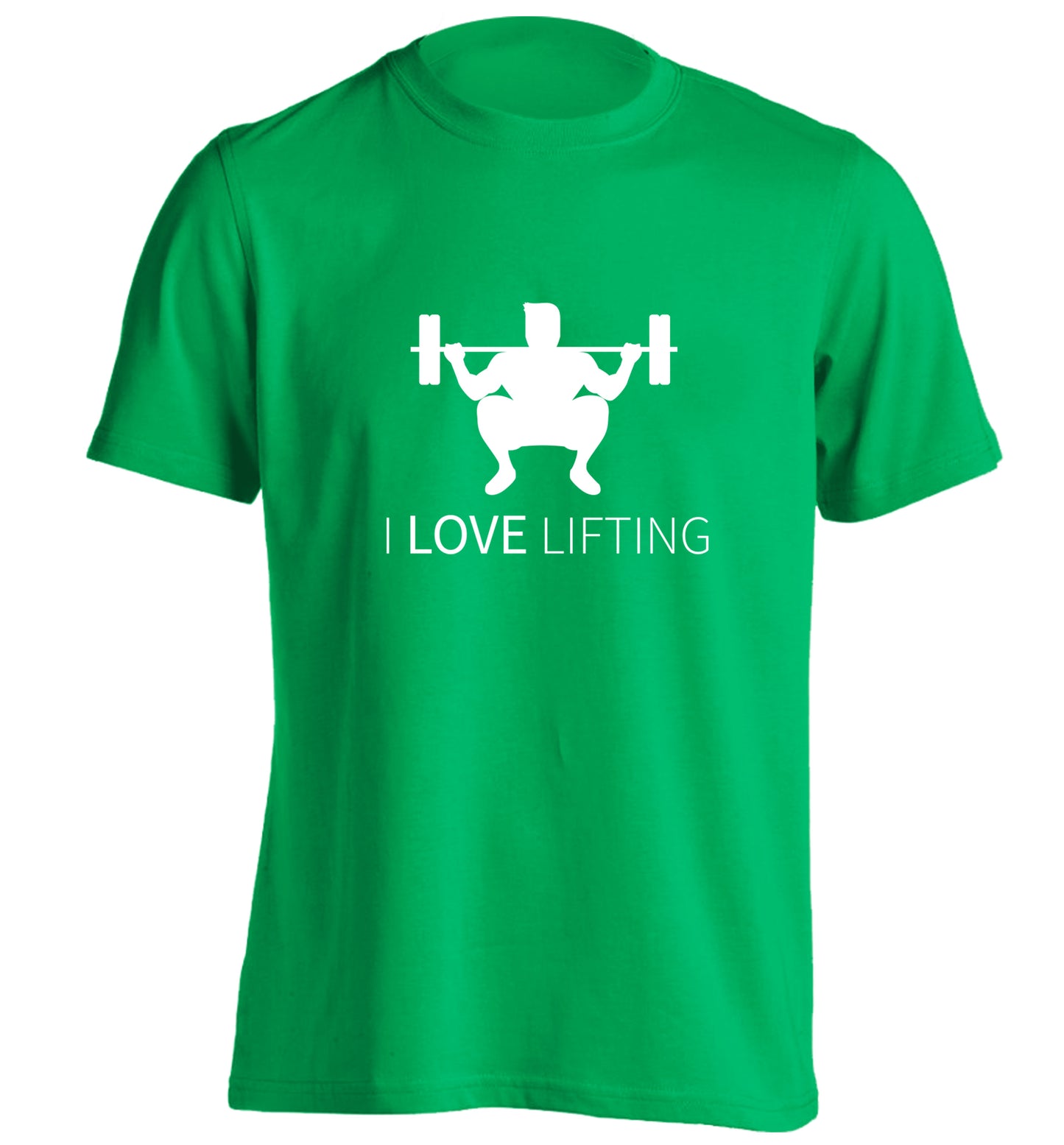 I Love Lifting adults unisex green Tshirt 2XL