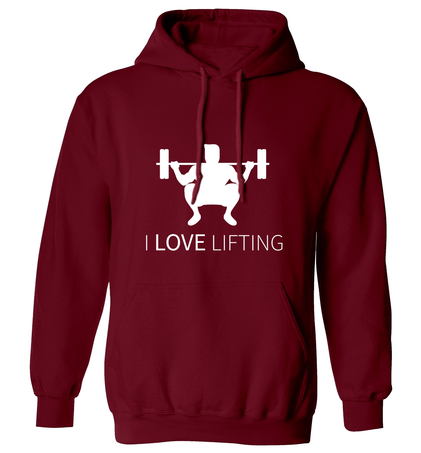 I Love Lifting adults unisex maroon hoodie 2XL