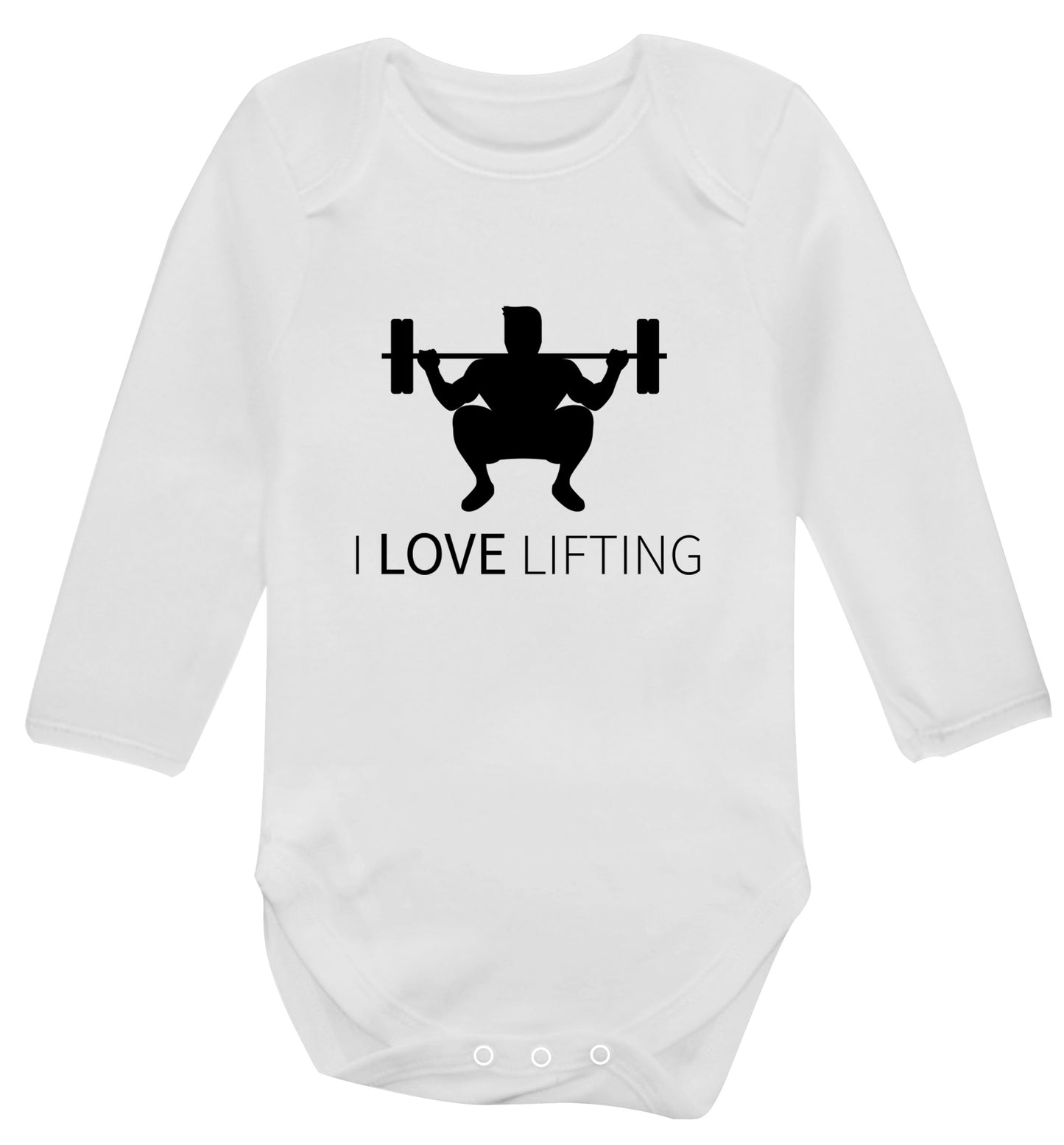 I Love Lifting Baby Vest long sleeved white 6-12 months