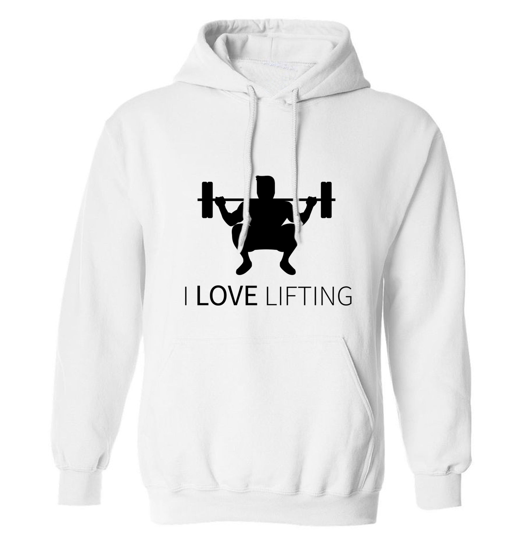 I Love Lifting adults unisex white hoodie 2XL