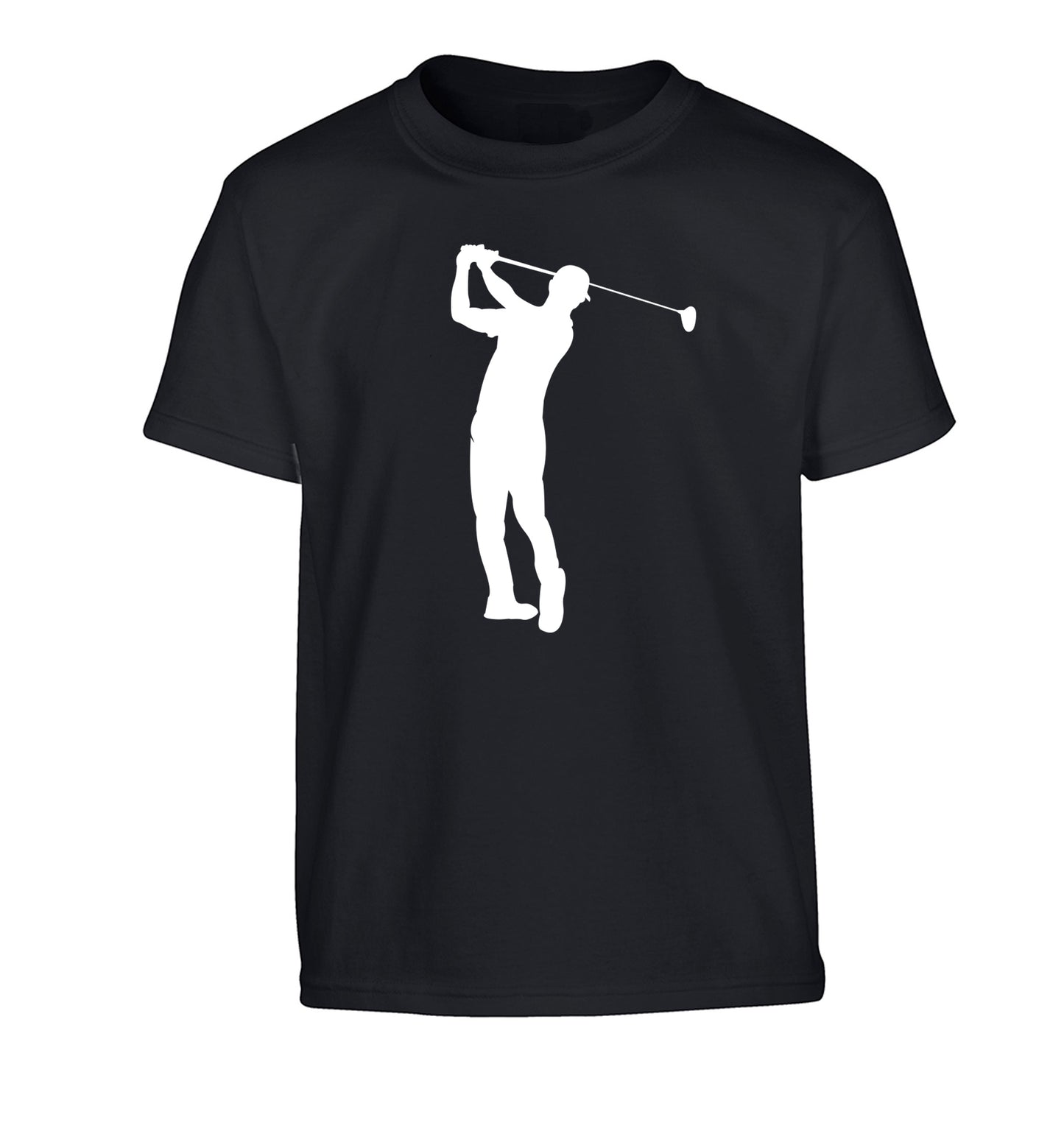 Golfer Illustration Children's black Tshirt 12-13 Years