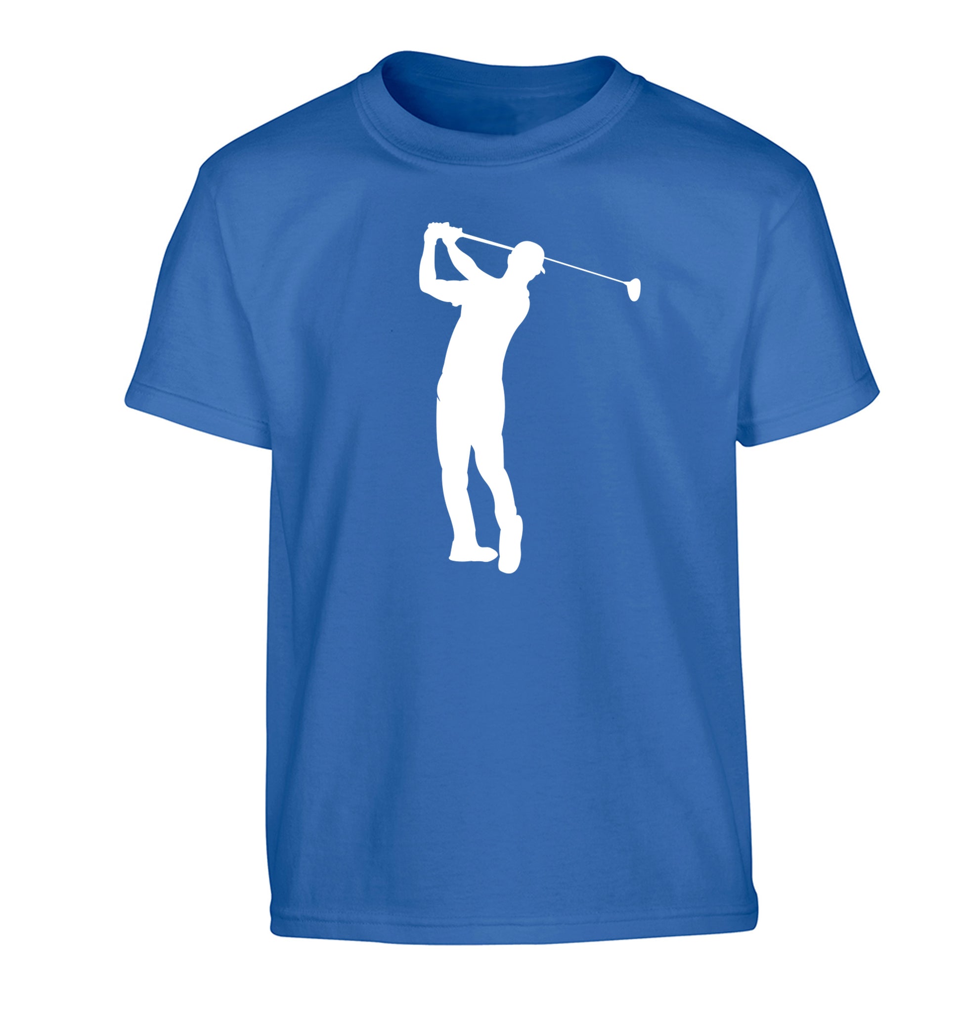 Golfer Illustration Children's blue Tshirt 12-13 Years