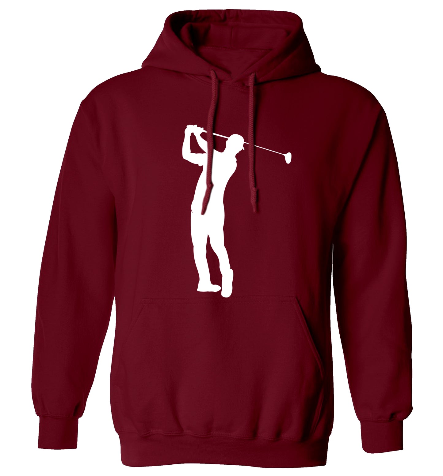 Golfer Illustration adults unisex maroon hoodie 2XL