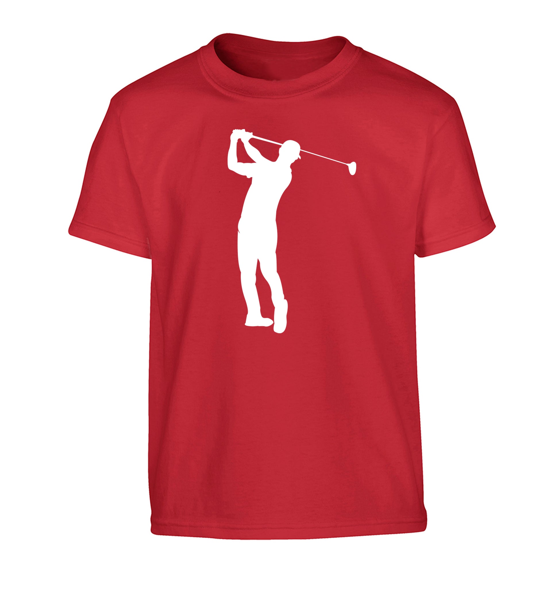 Golfer Illustration Children's red Tshirt 12-13 Years