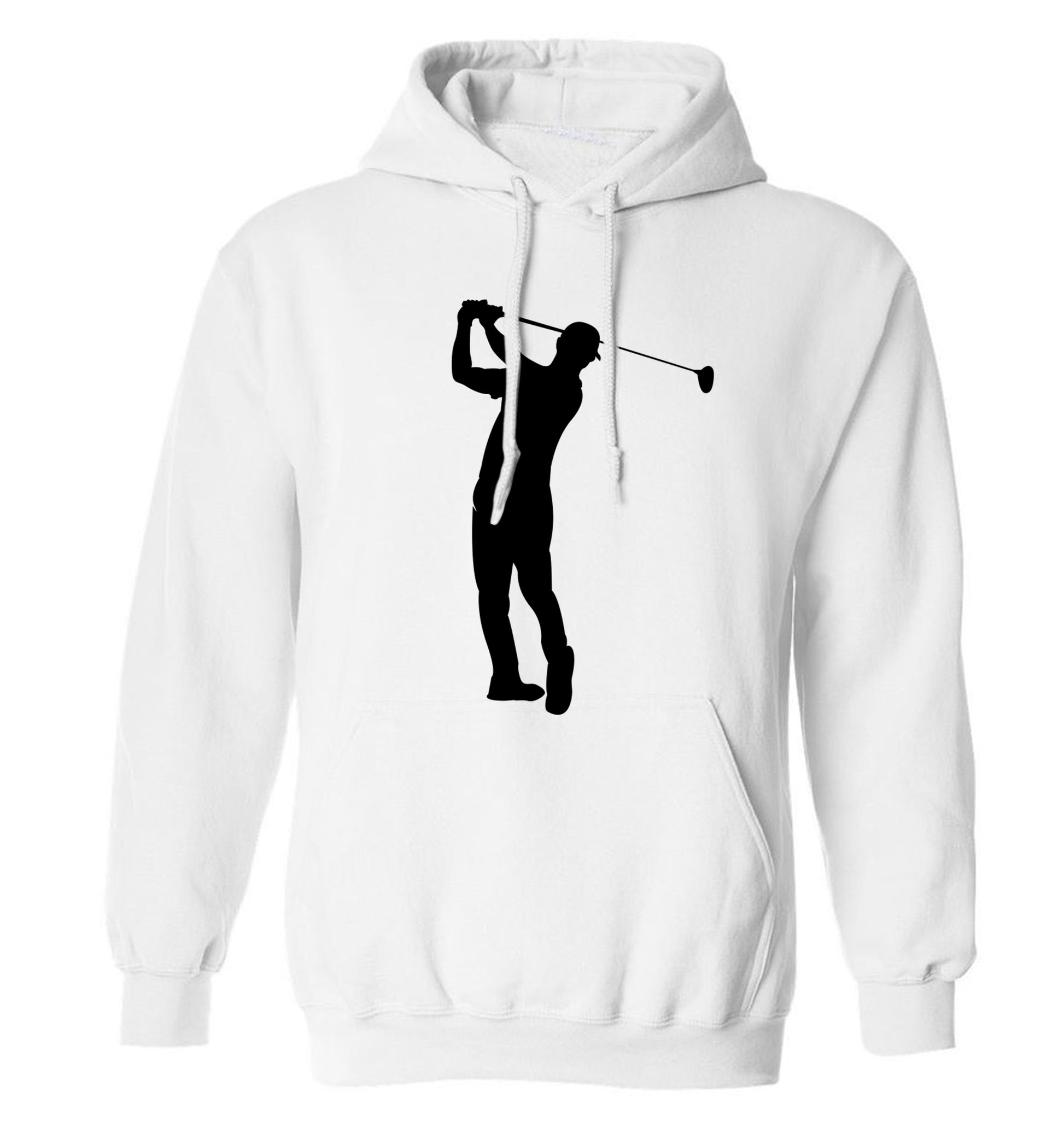 Golfer Illustration adults unisex white hoodie 2XL