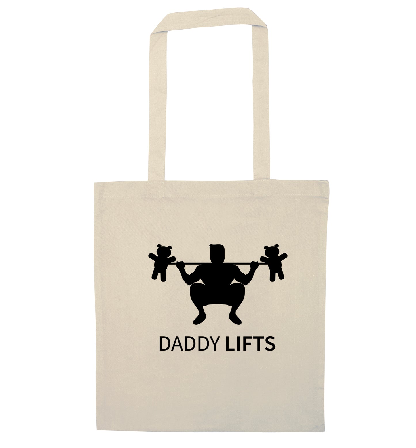 Daddy lifts natural tote bag