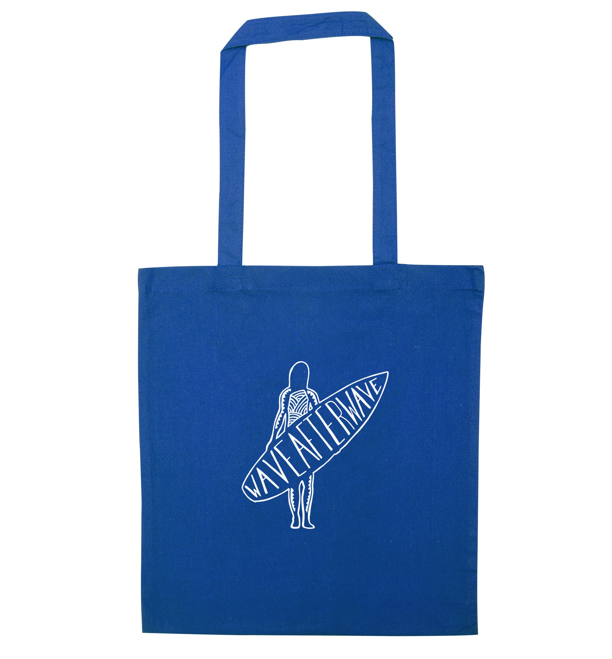 Wave after wave blue tote bag