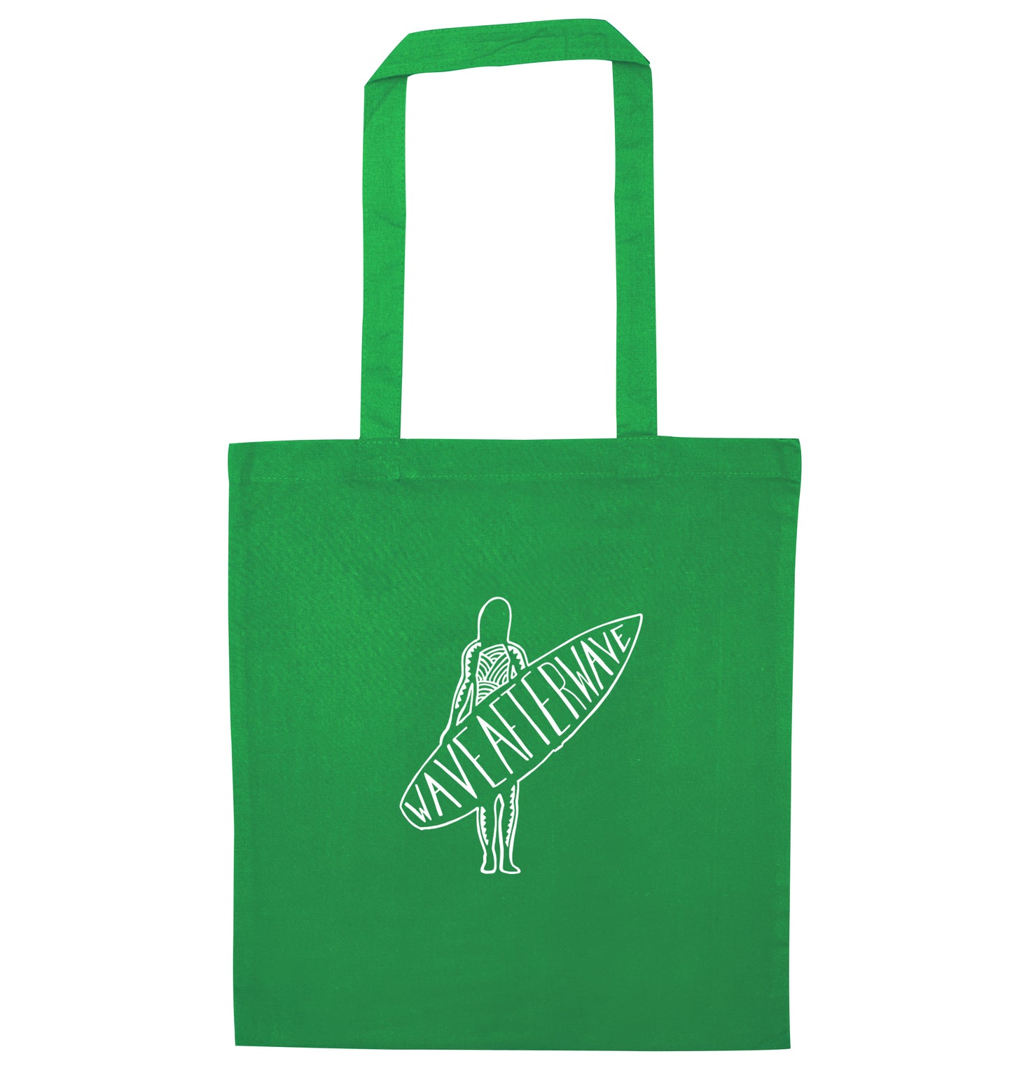 Wave after wave green tote bag