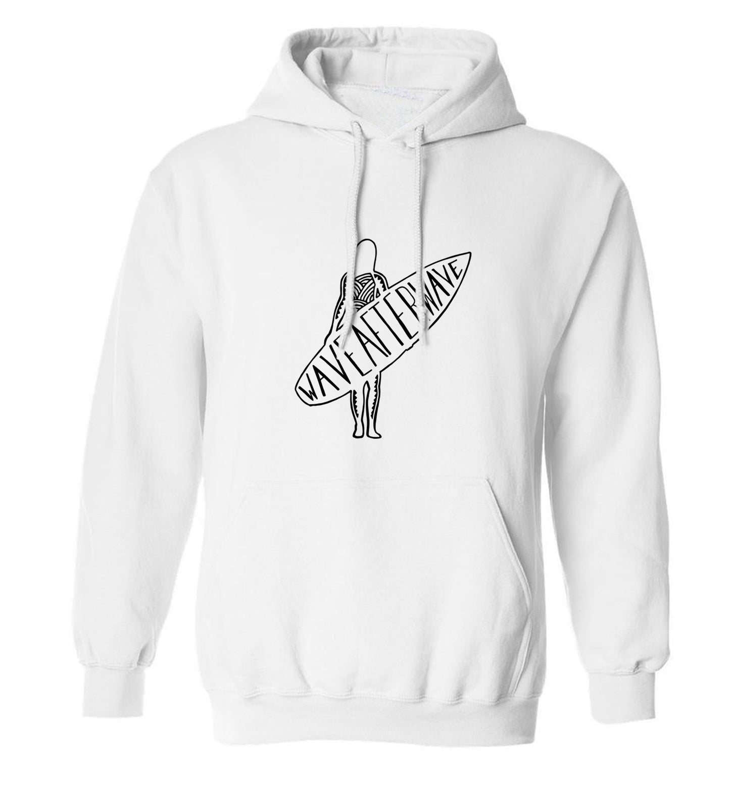 Wave after wave adults unisex white hoodie 2XL