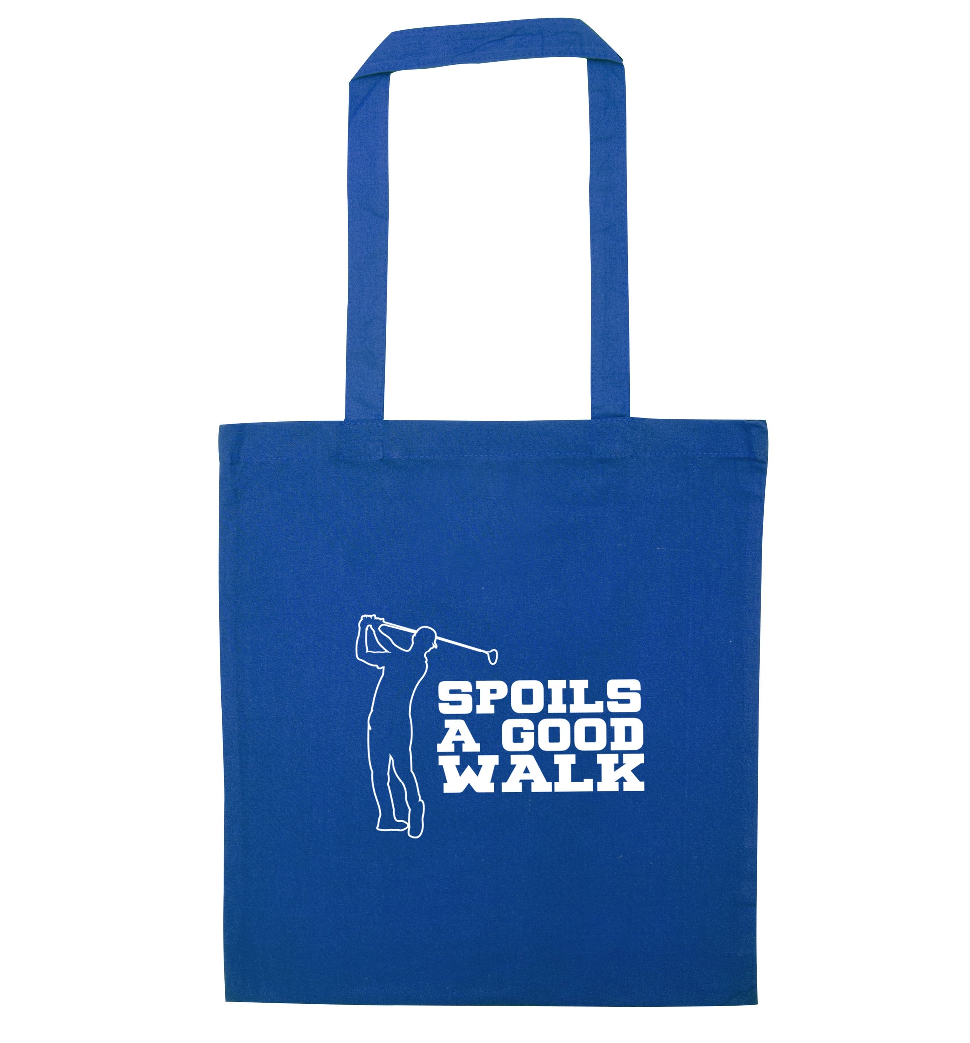 Golf spoils a good walk blue tote bag