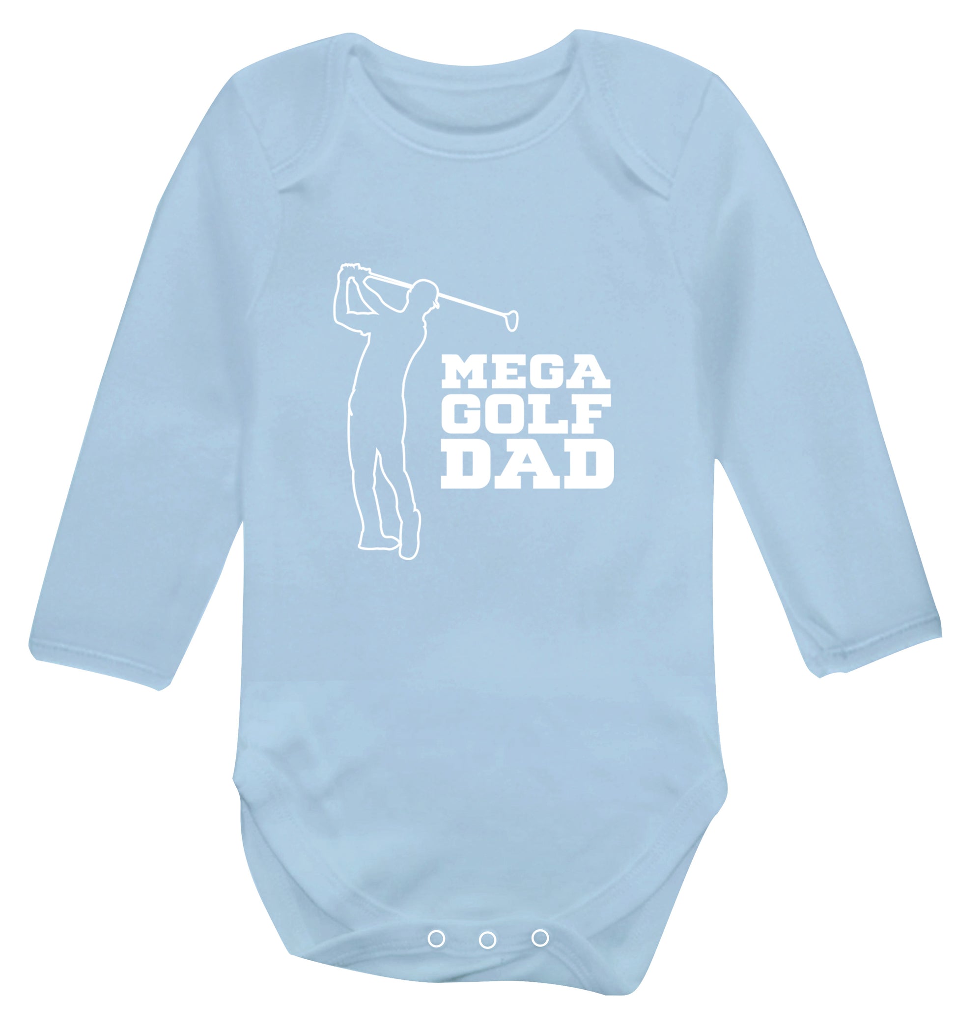 Mega golfing dad Baby Vest long sleeved pale blue 6-12 months