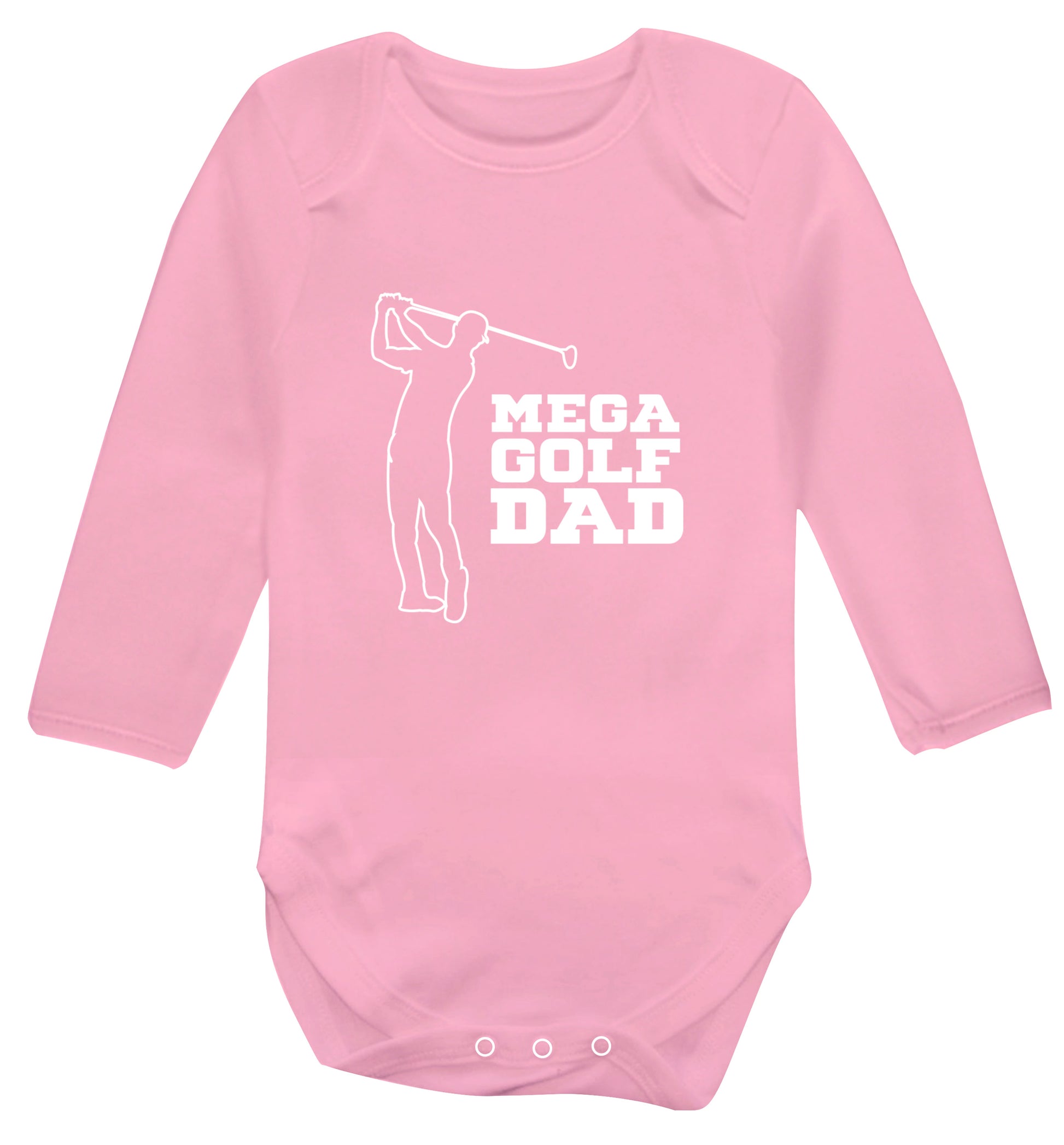 Mega golfing dad Baby Vest long sleeved pale pink 6-12 months