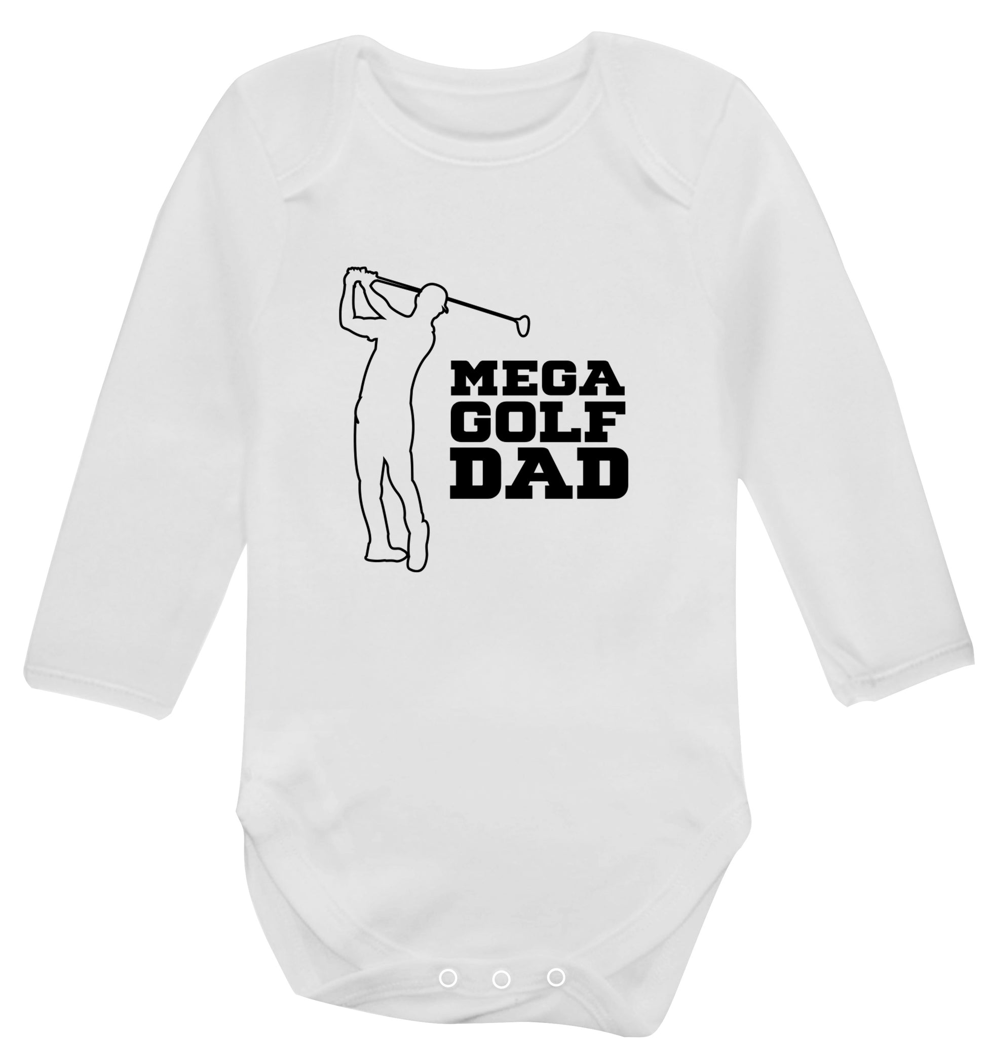 Mega golfing dad Baby Vest long sleeved white 6-12 months