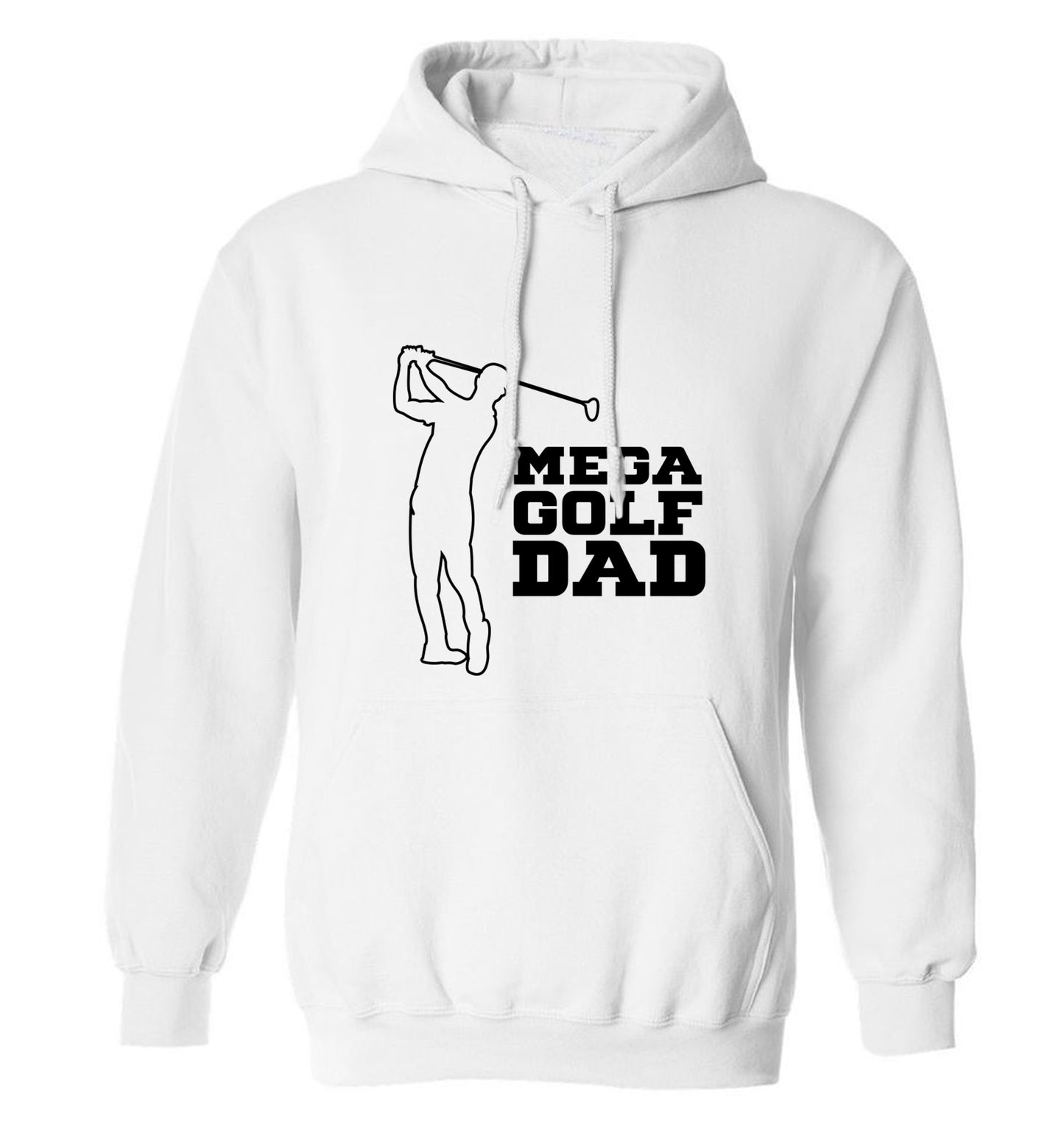Mega golfing dad adults unisex white hoodie 2XL