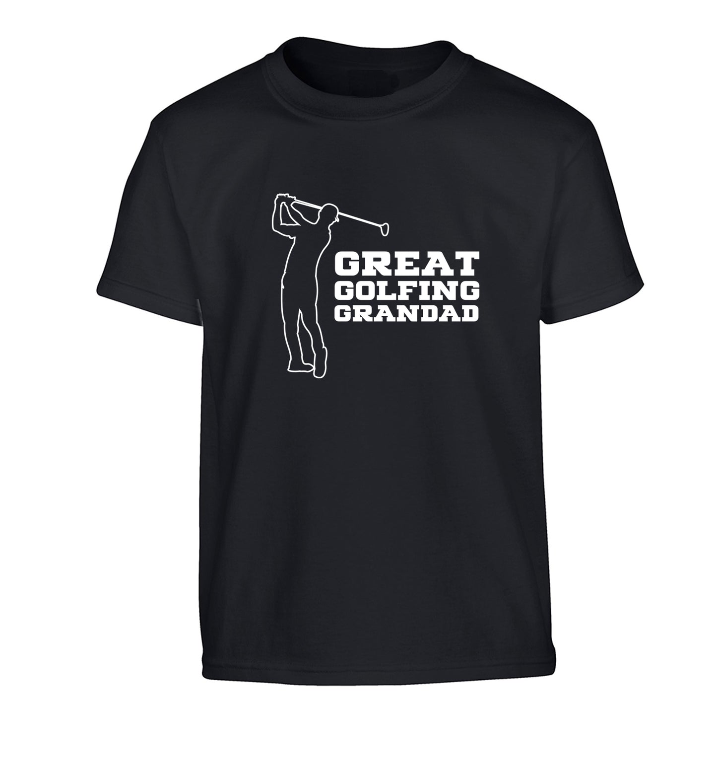 Great Golfing Grandad Children's black Tshirt 12-13 Years