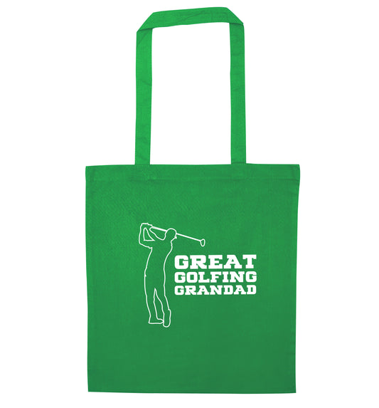Great Golfing Grandad green tote bag