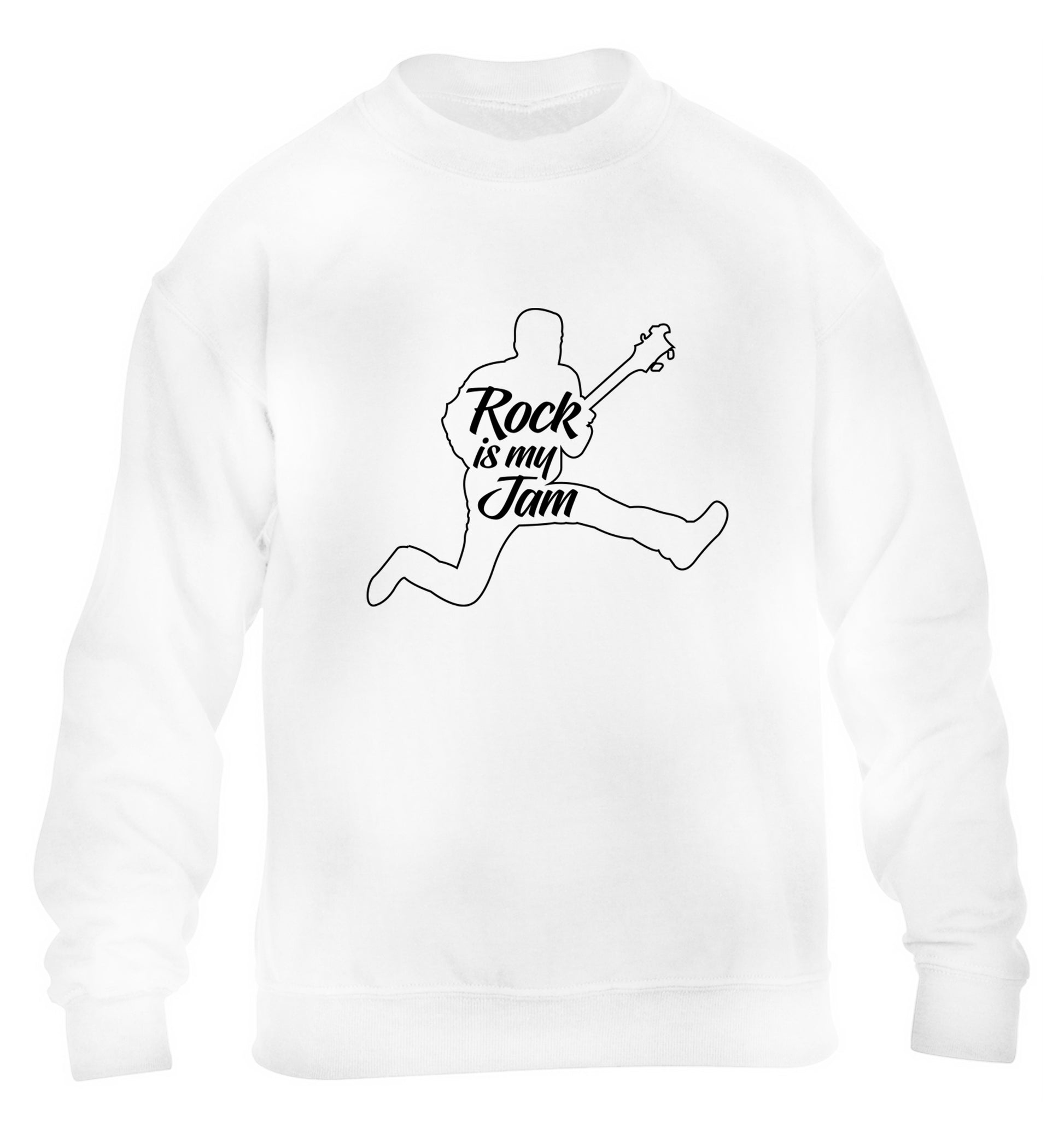 Rock is my jam children's white sweater 12-13 Years