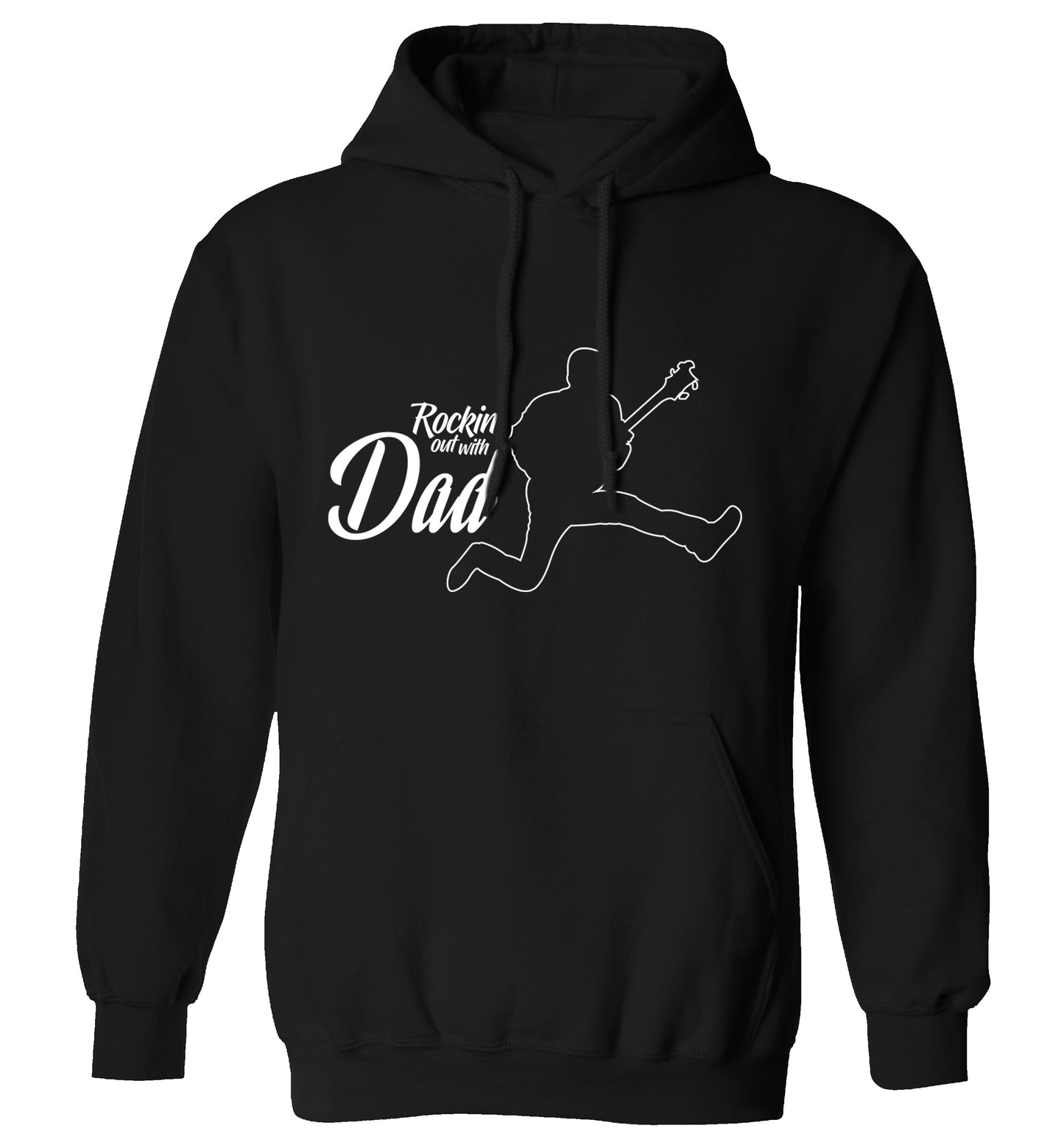 Rockin out with dad adults unisex black hoodie 2XL