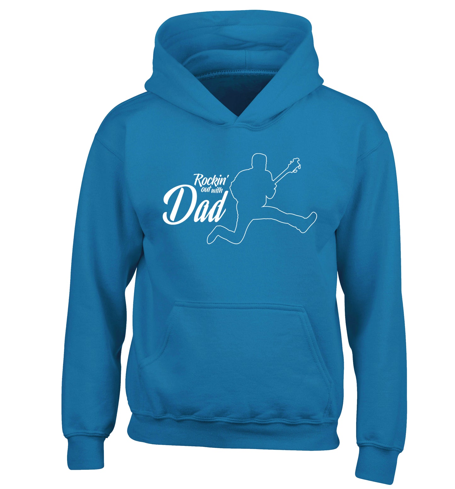 Rockin out with dad children's blue hoodie 12-13 Years