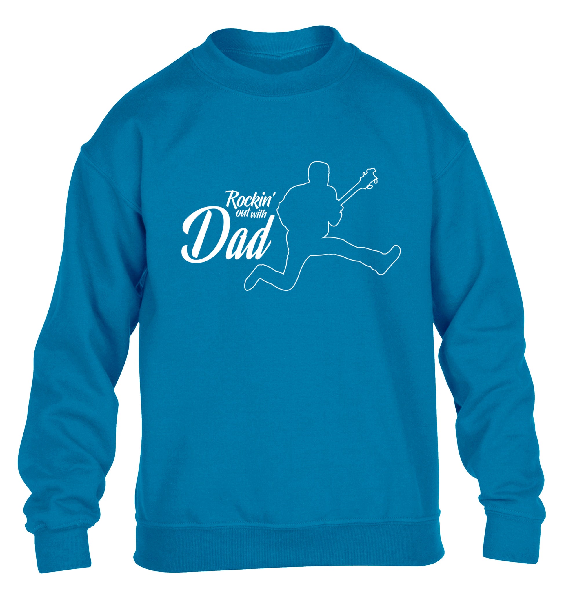 Rockin out with dad children's blue sweater 12-13 Years
