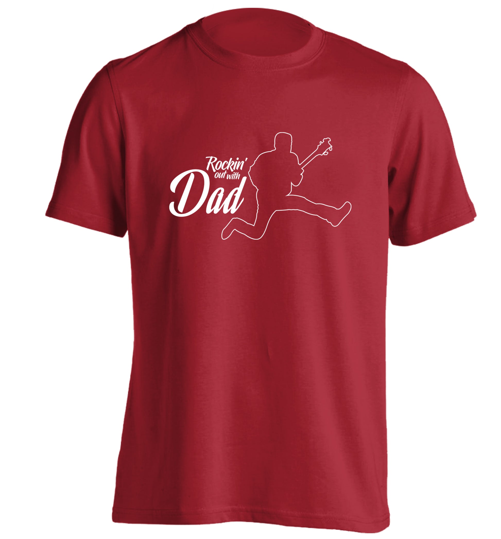 Rockin out with dad adults unisex red Tshirt 2XL